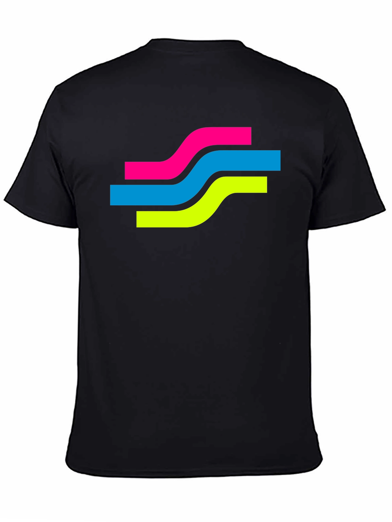 Black Retro Wave Graphic Tee - Black Cotton Blend T-Shirt view 4