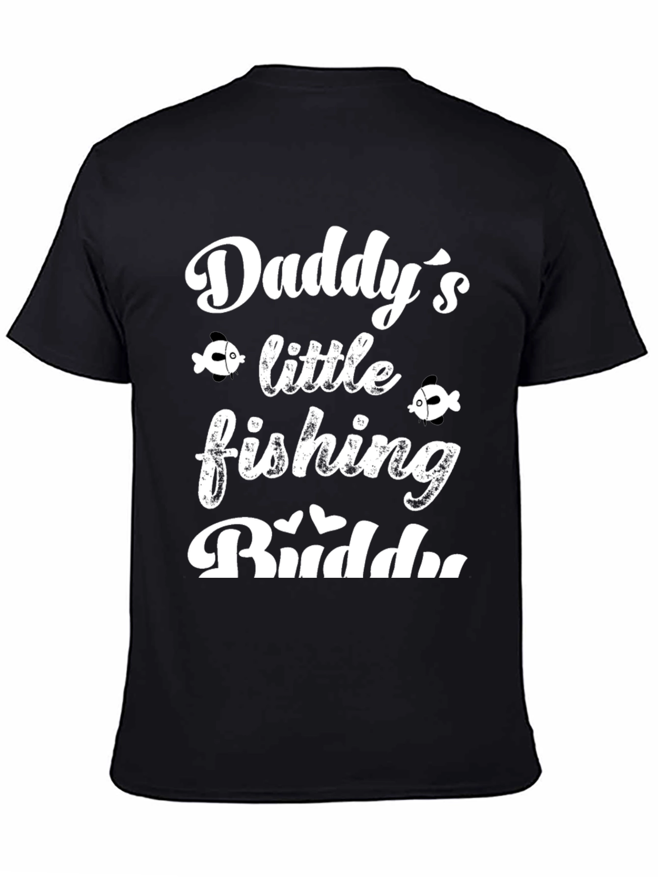 Black Daddy's Little Fishing Buddy Black Graphic Tee view 4