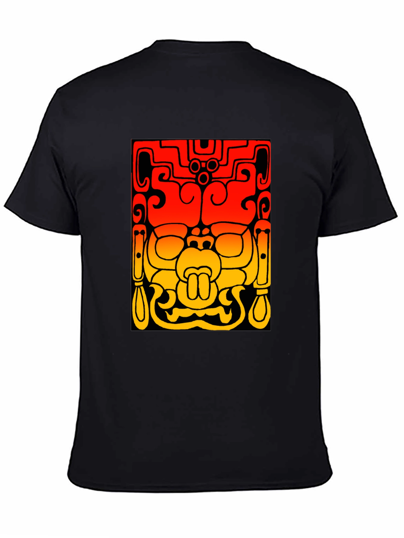 Black Mayan Mask Graphic Tee - Stylish Black T-Shirt view 4