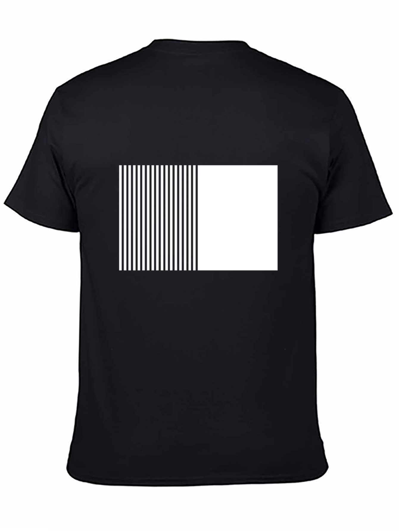 Black Modern Black Tee with Geometric Stripe Block Design view 4