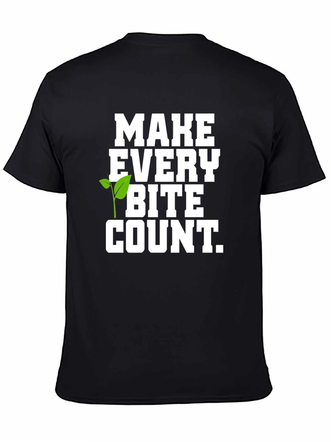 Black Vegan 'Make Every Bite Count' Black Graphic T-Shirt view 4