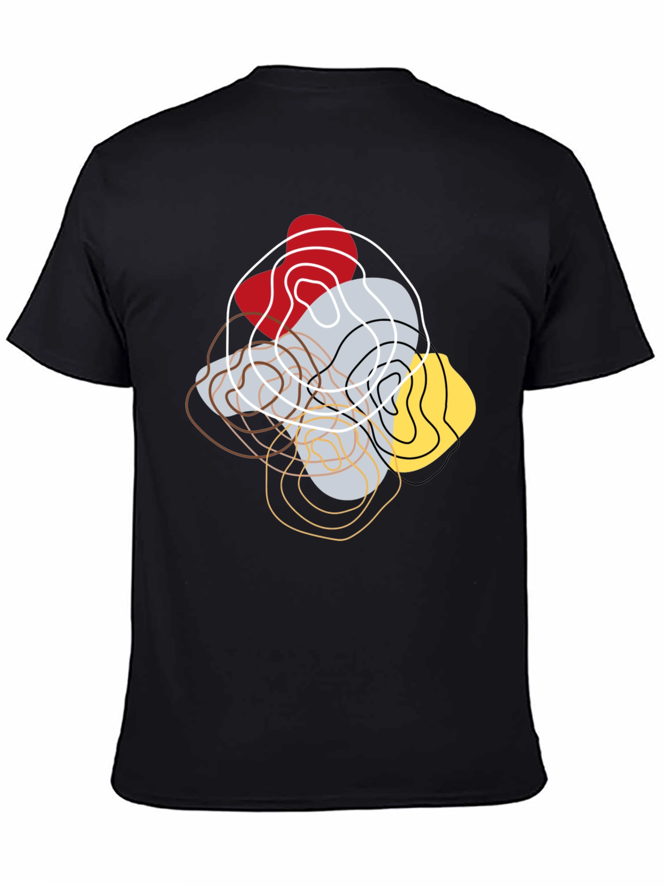 Black Abstract Topographic T-Shirt - Modern Graphic Tee view 4