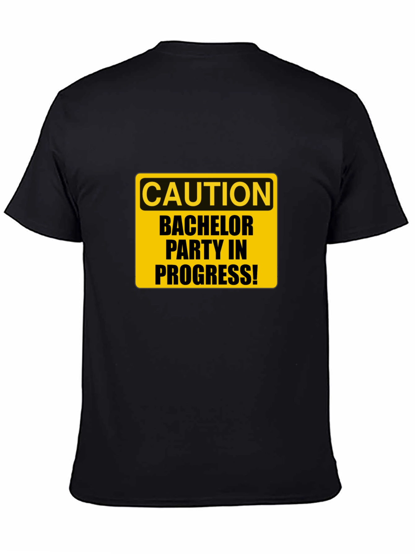 Black Bachelor Party Caution Tee - Black view 4
