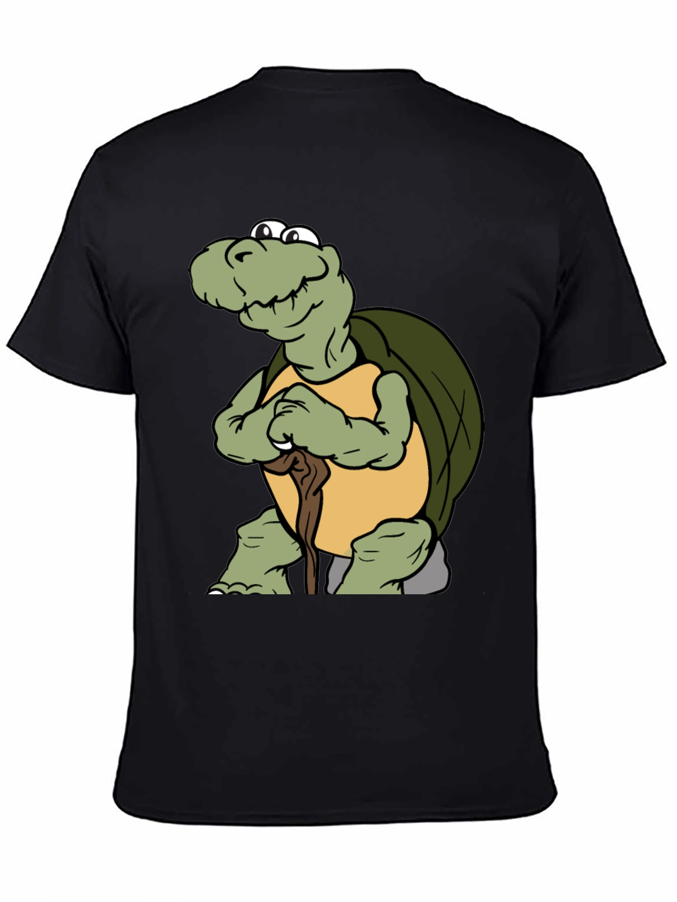 Black Funny Turtle Cartoon Black T-Shirt view 4