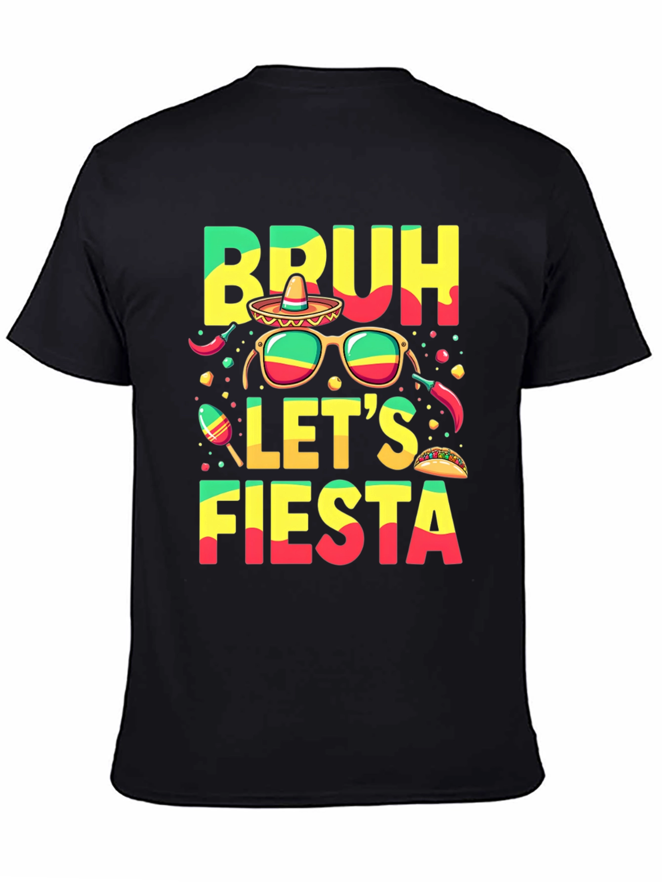 Black Bruh Let's Fiesta Graphic T-Shirt view 4