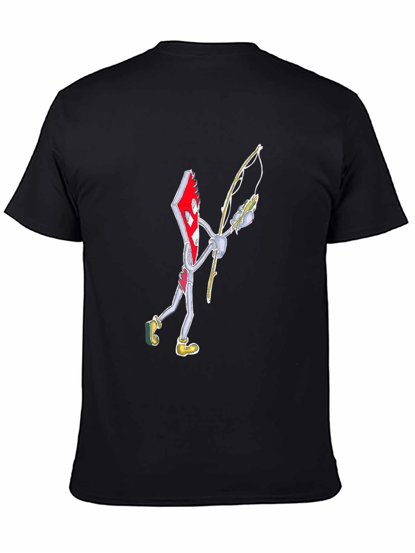 Black Ace of Diamonds Fishing Graphic Tee - Unique Cartoon Style view 4