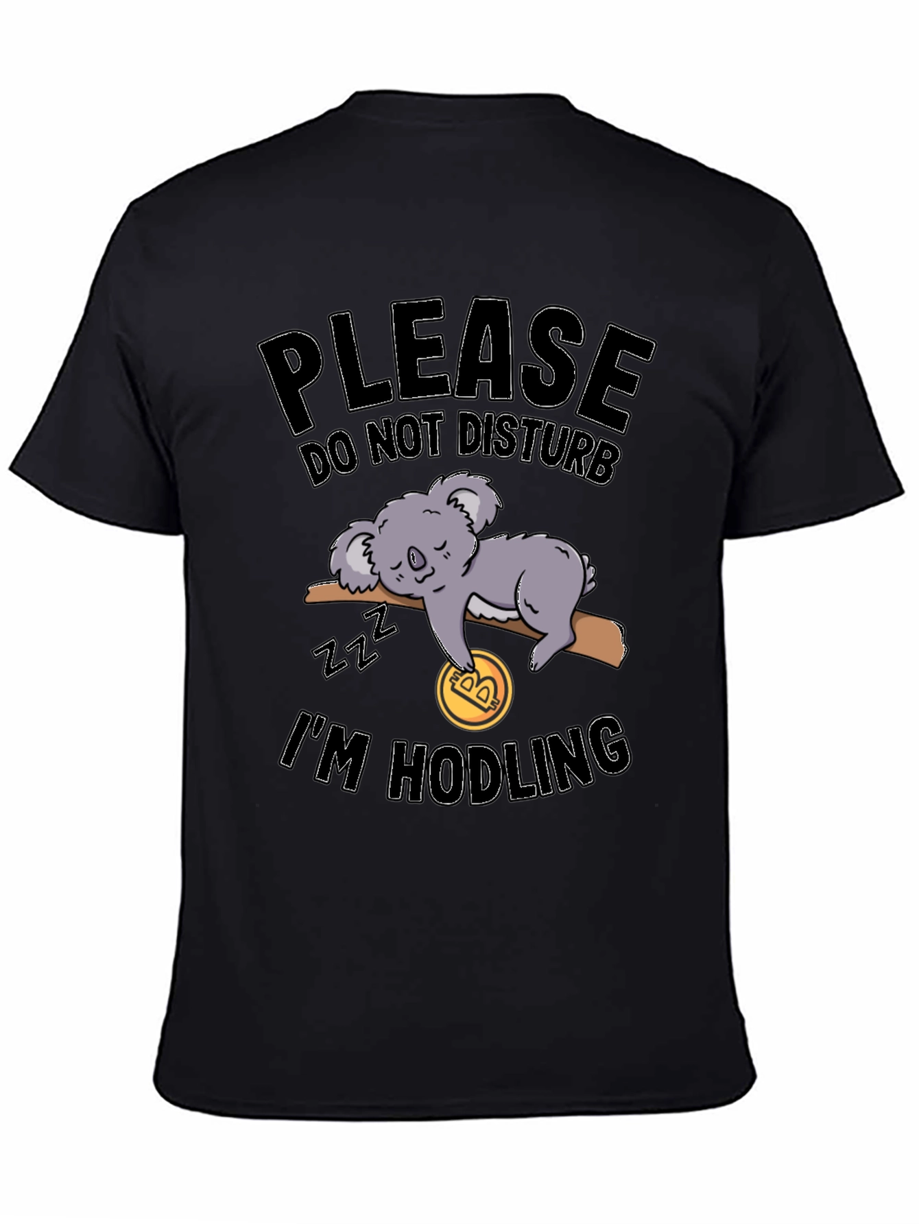 Black Funny Crypto Koala Hodler Black T-Shirt view 4