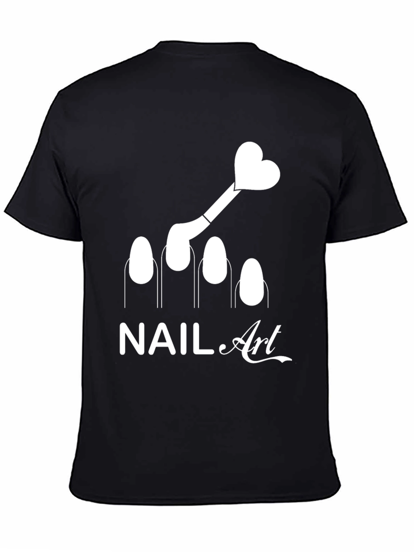 Black Nail Art T-Shirt - Heart Design Fashion Tee view 4