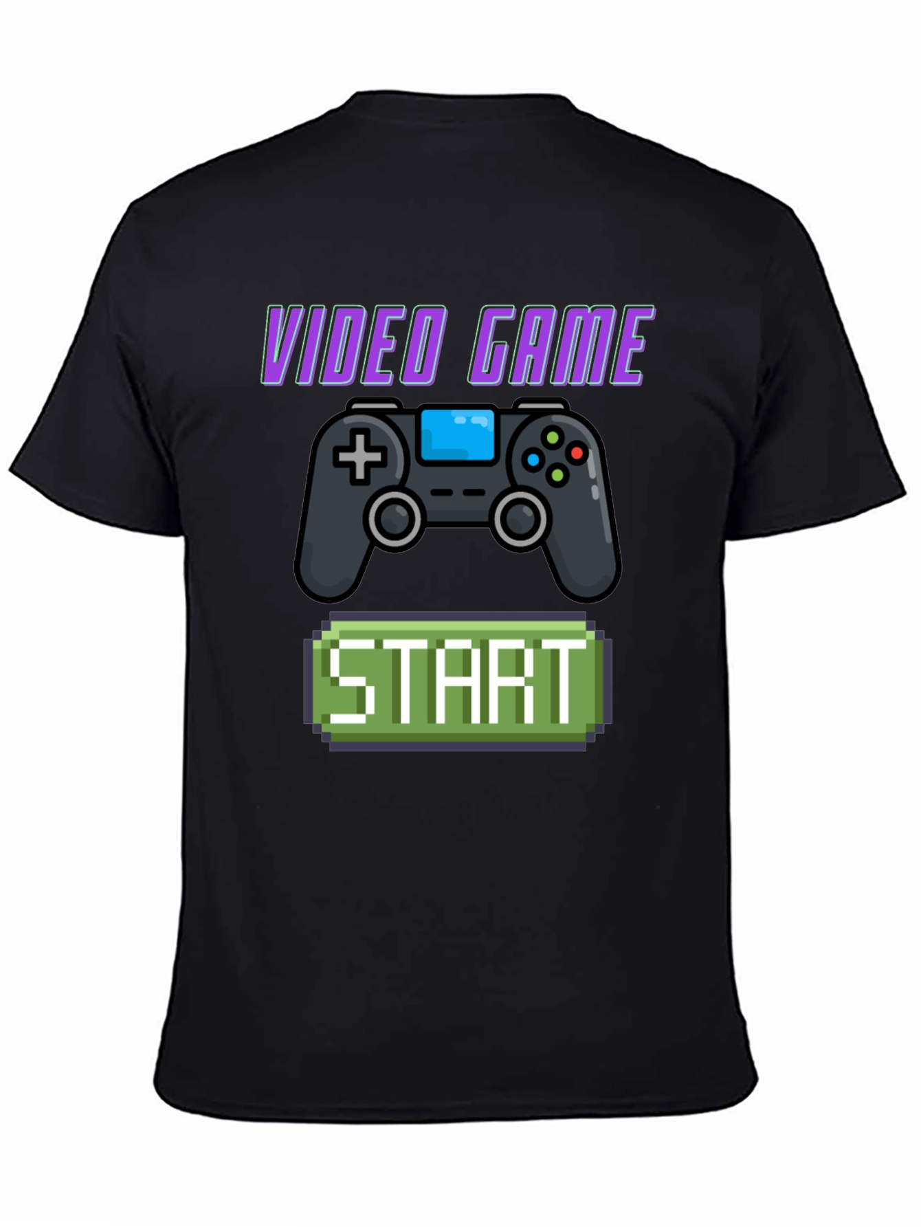 Black Video Game Start T-Shirt - Retro Gaming Style view 4