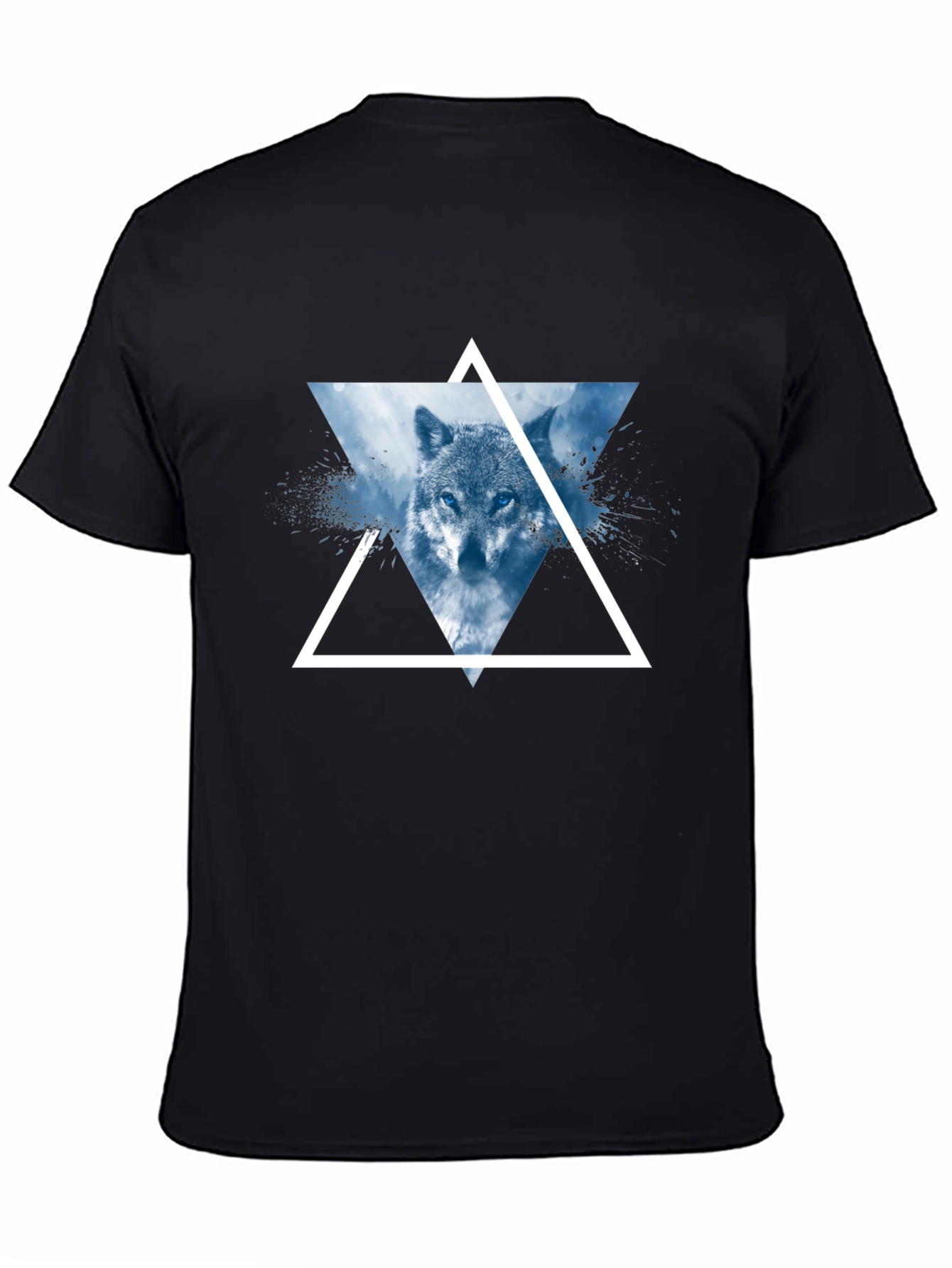 Black Wolf Triangle Graphic T-Shirt - Modern Design view 4
