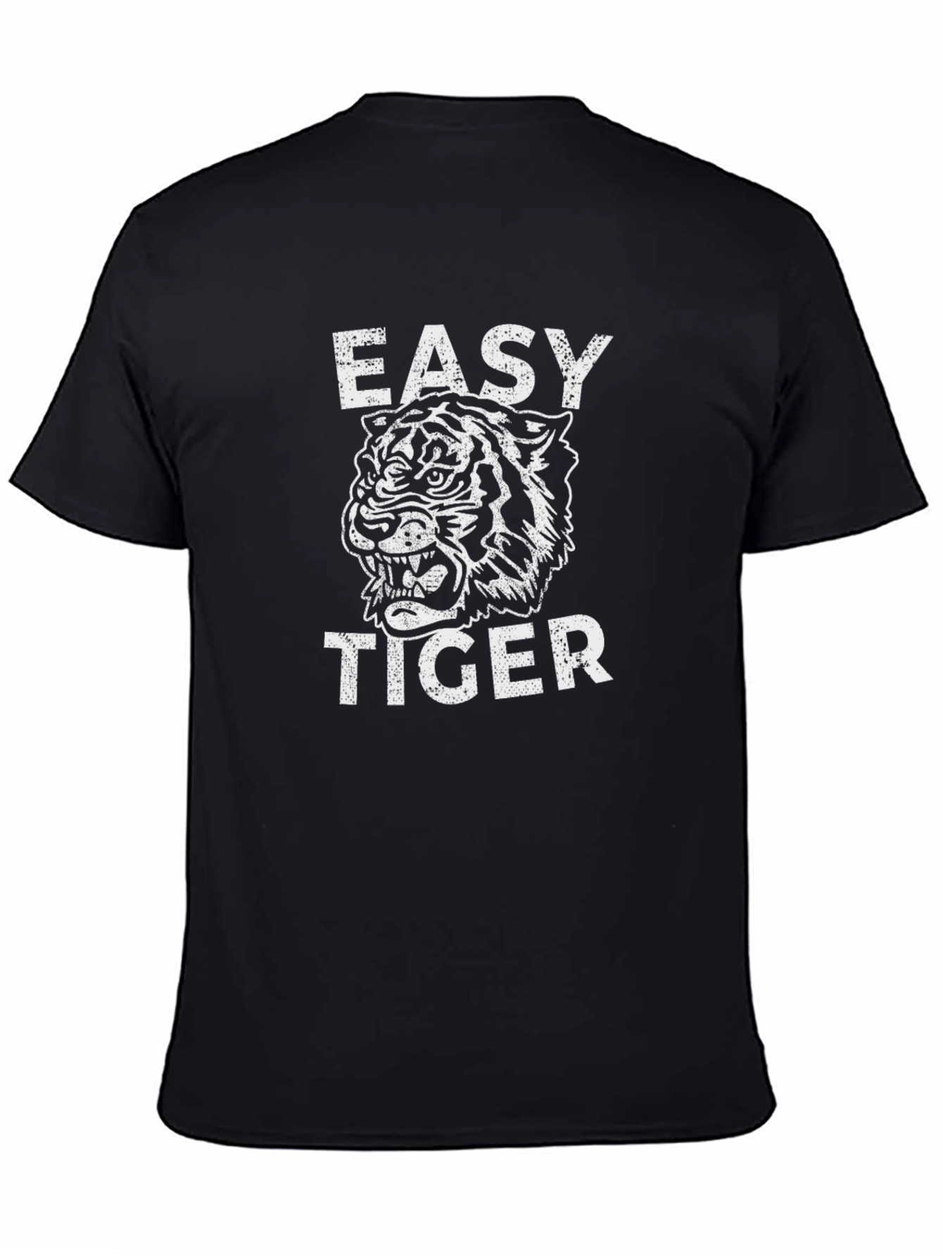 Black Easy Tiger Graphic Tee - Black Cotton Casual view 4