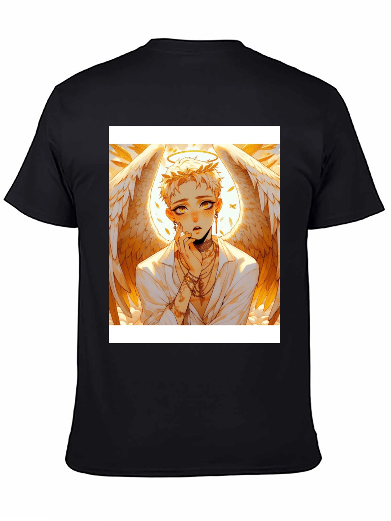 Black Anime Angel T-Shirt - Unique Graphic Tee for Style view 4