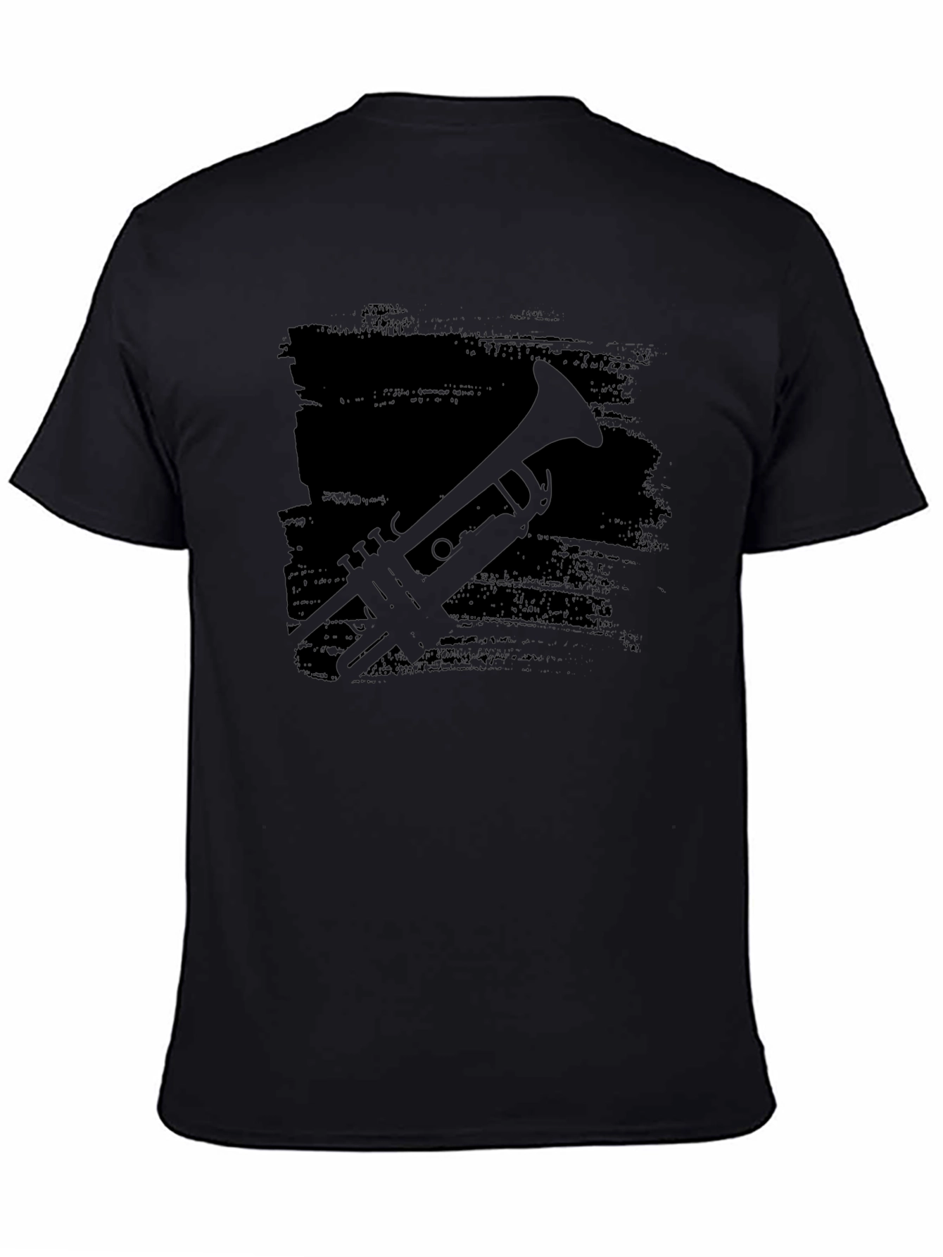 Black Trumpet Silhouette Black T-Shirt view 4