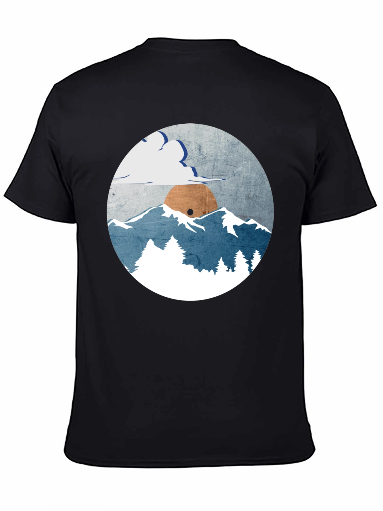 Black Mountain Sunset Graphic Tee - Soft Cotton Black T-Shirt view 4