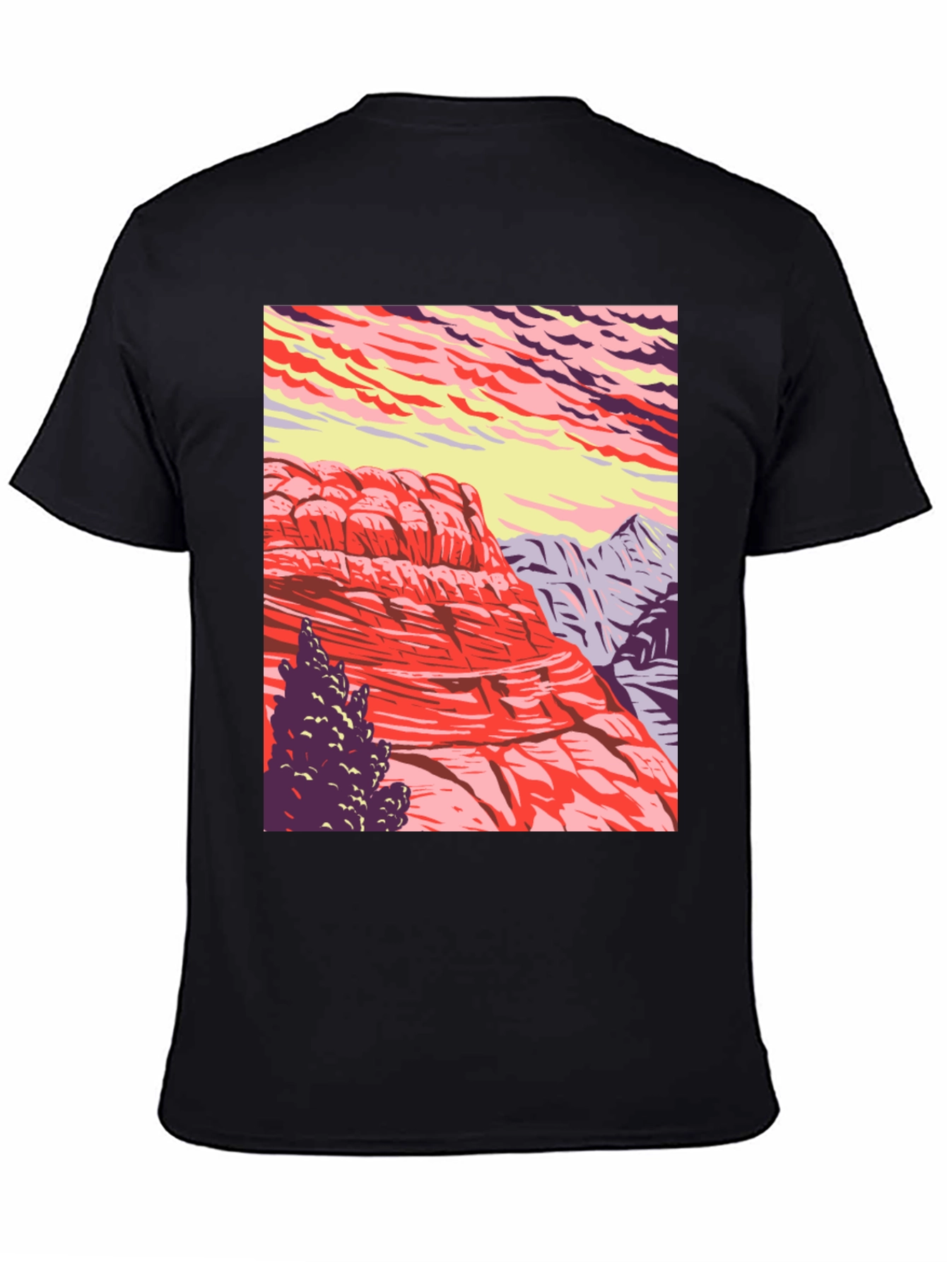 Black Mountain Landscape Graphic Tee - Nature Inspired Black T-Shirt view 4