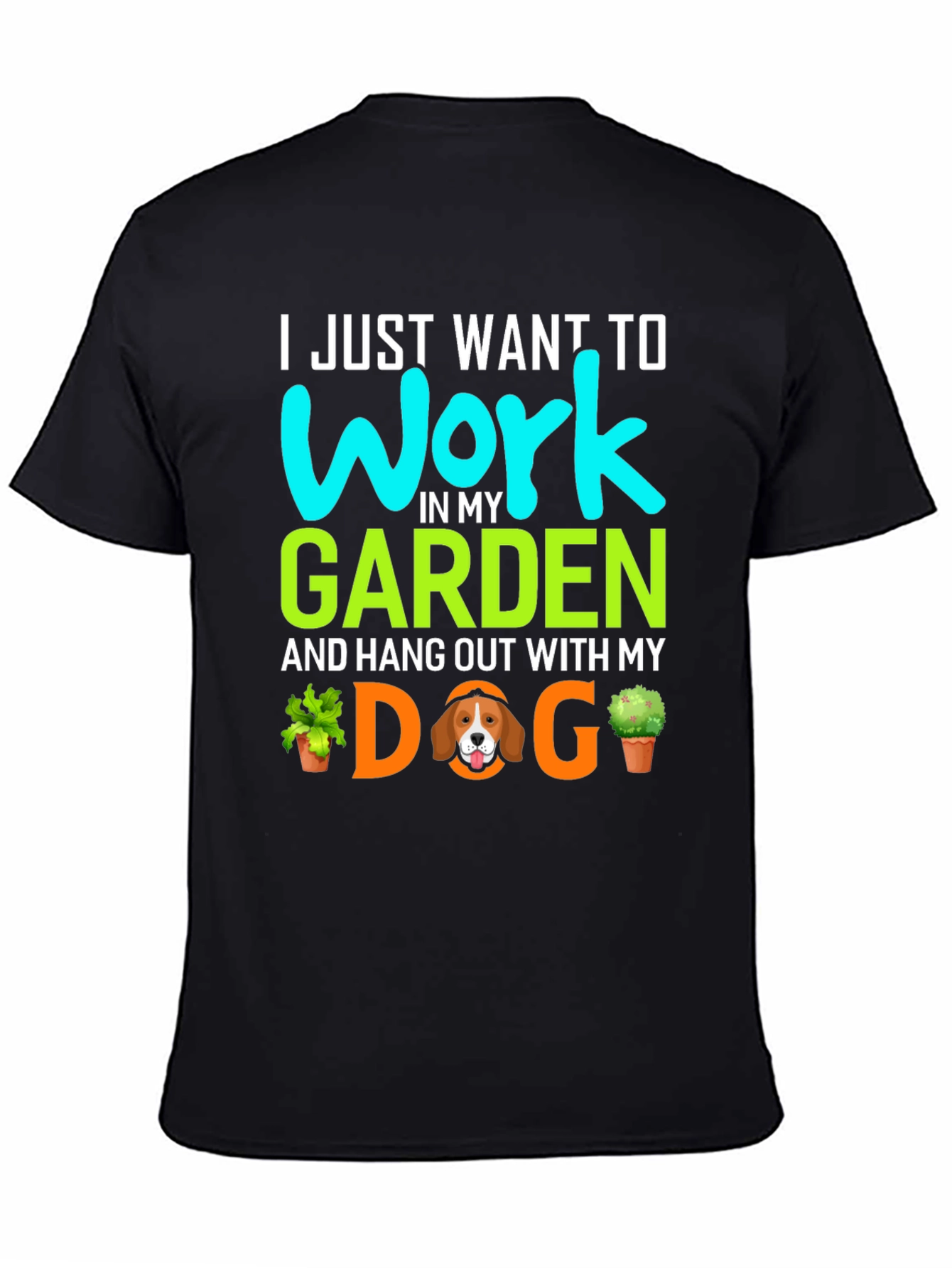 Black Gardening Dog T-Shirt - Work In My Garden view 4