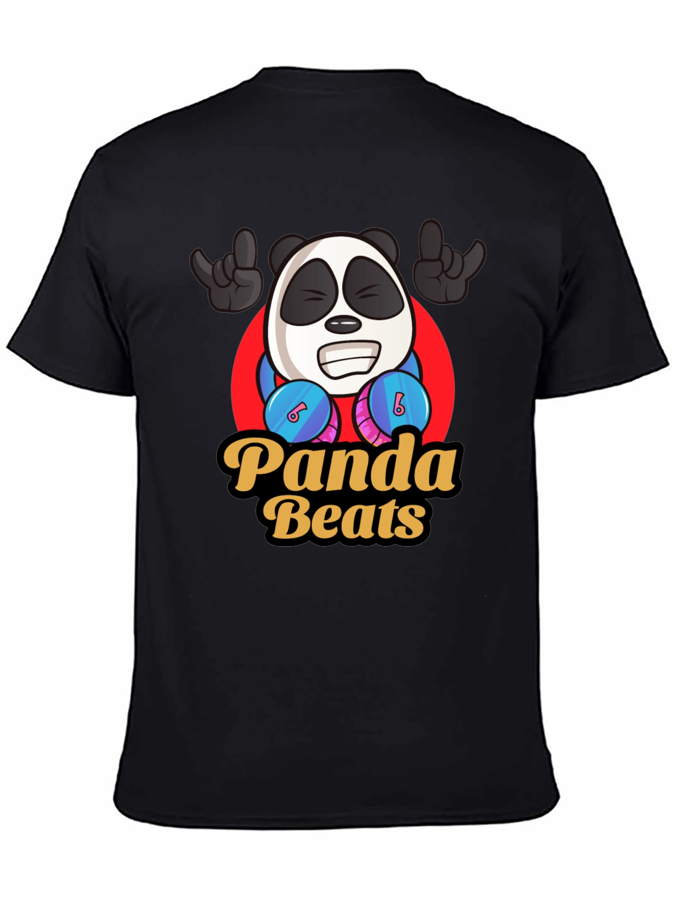 Black Panda Beats T-Shirt - Cool Graphic Tee view 4