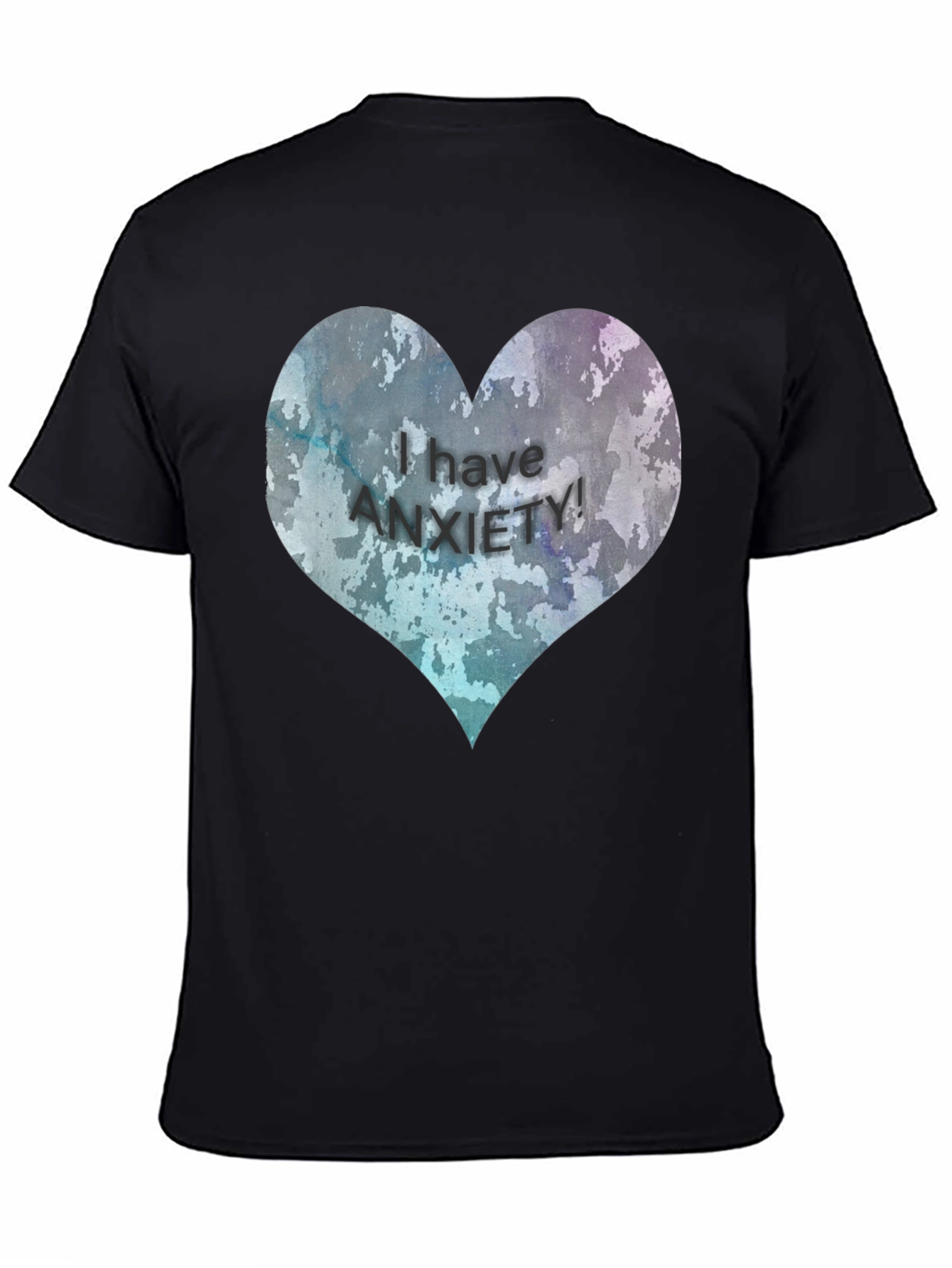 Black Anxiety Awareness Heart T-Shirt view 4