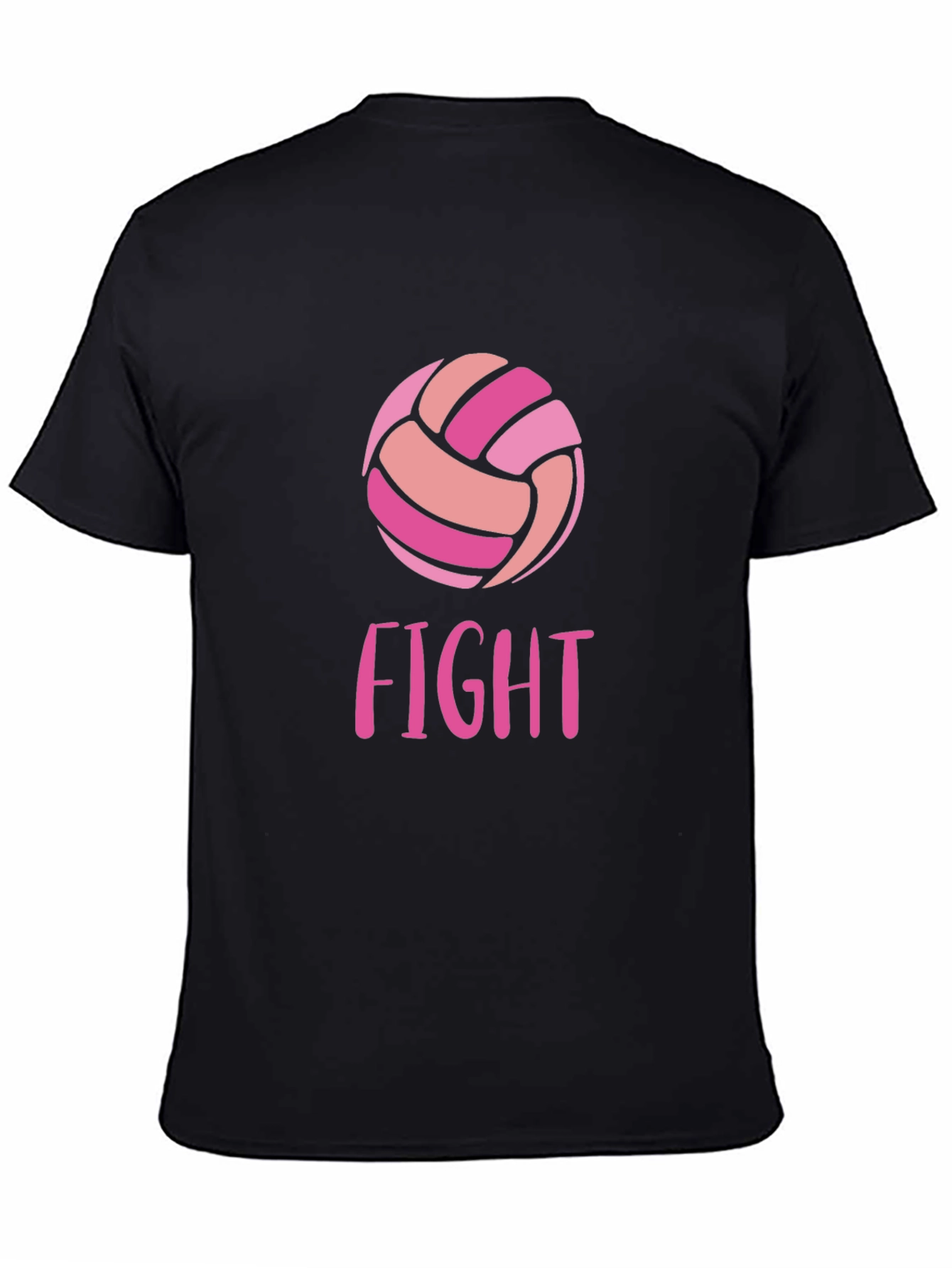Black Volleyball Fight T-Shirt Breast Cancer Awareness view 4