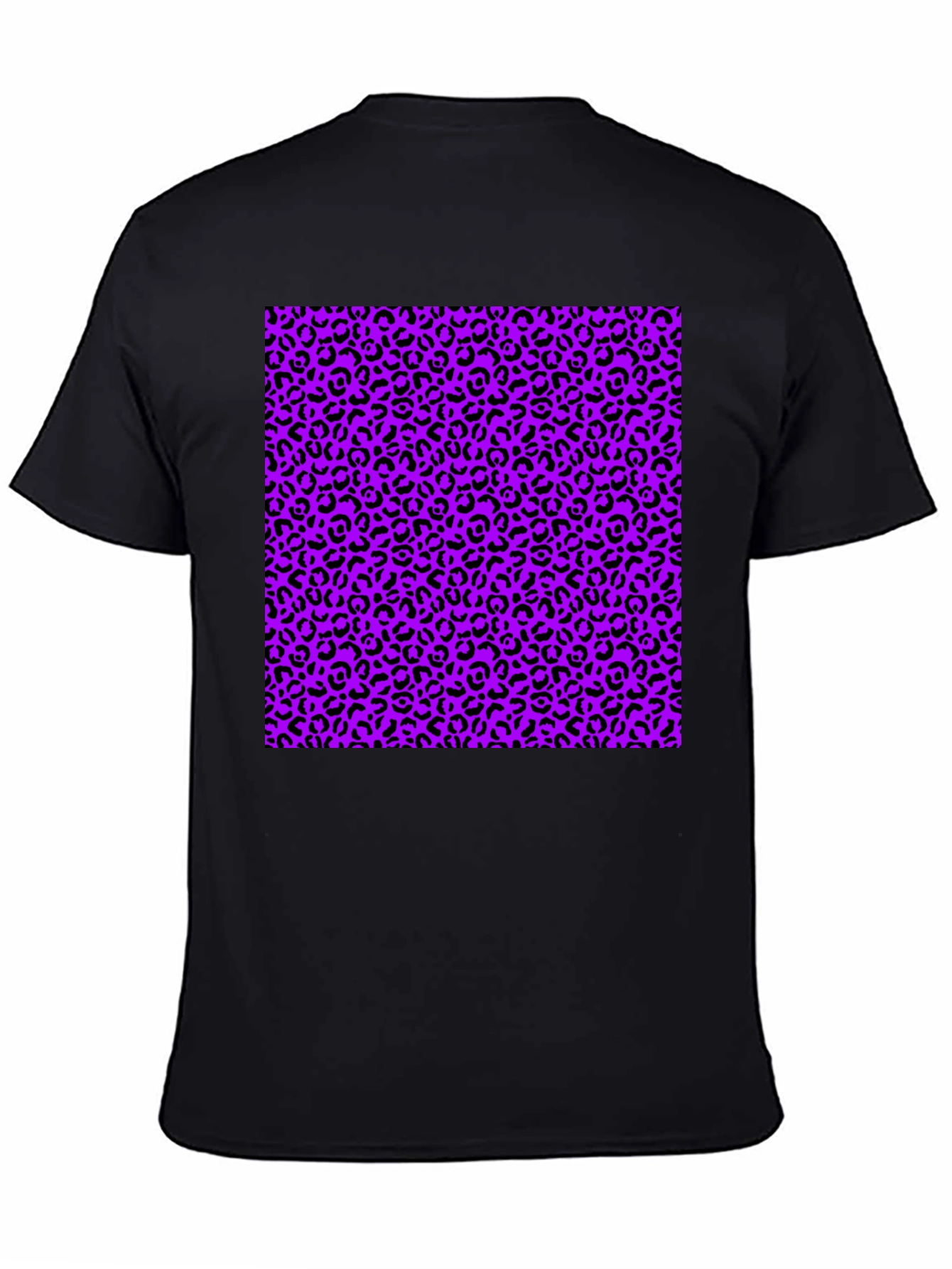 Black Black Tee with Purple Leopard Print Design view 4
