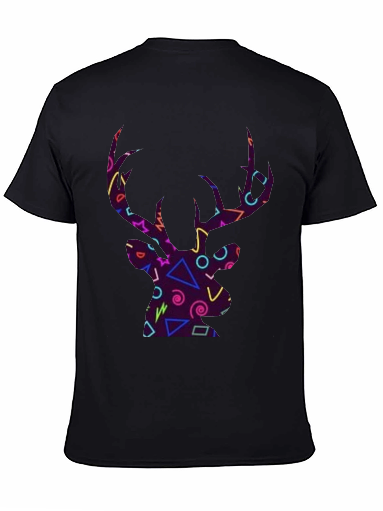 Black Retro Deer Head Graphic T-Shirt view 4