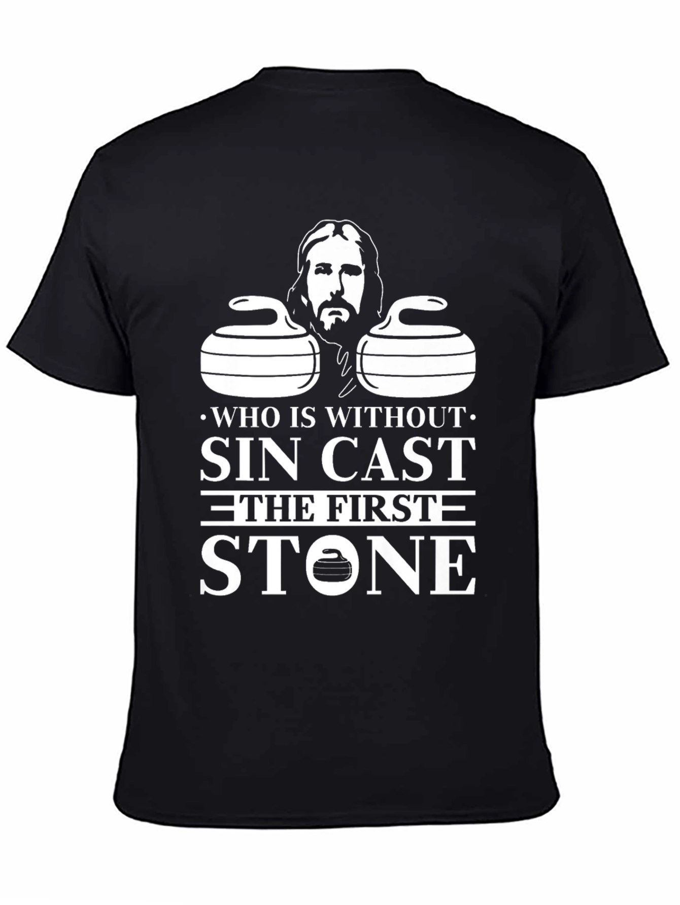 Black Who Is Without Sin Black T-Shirt view 4