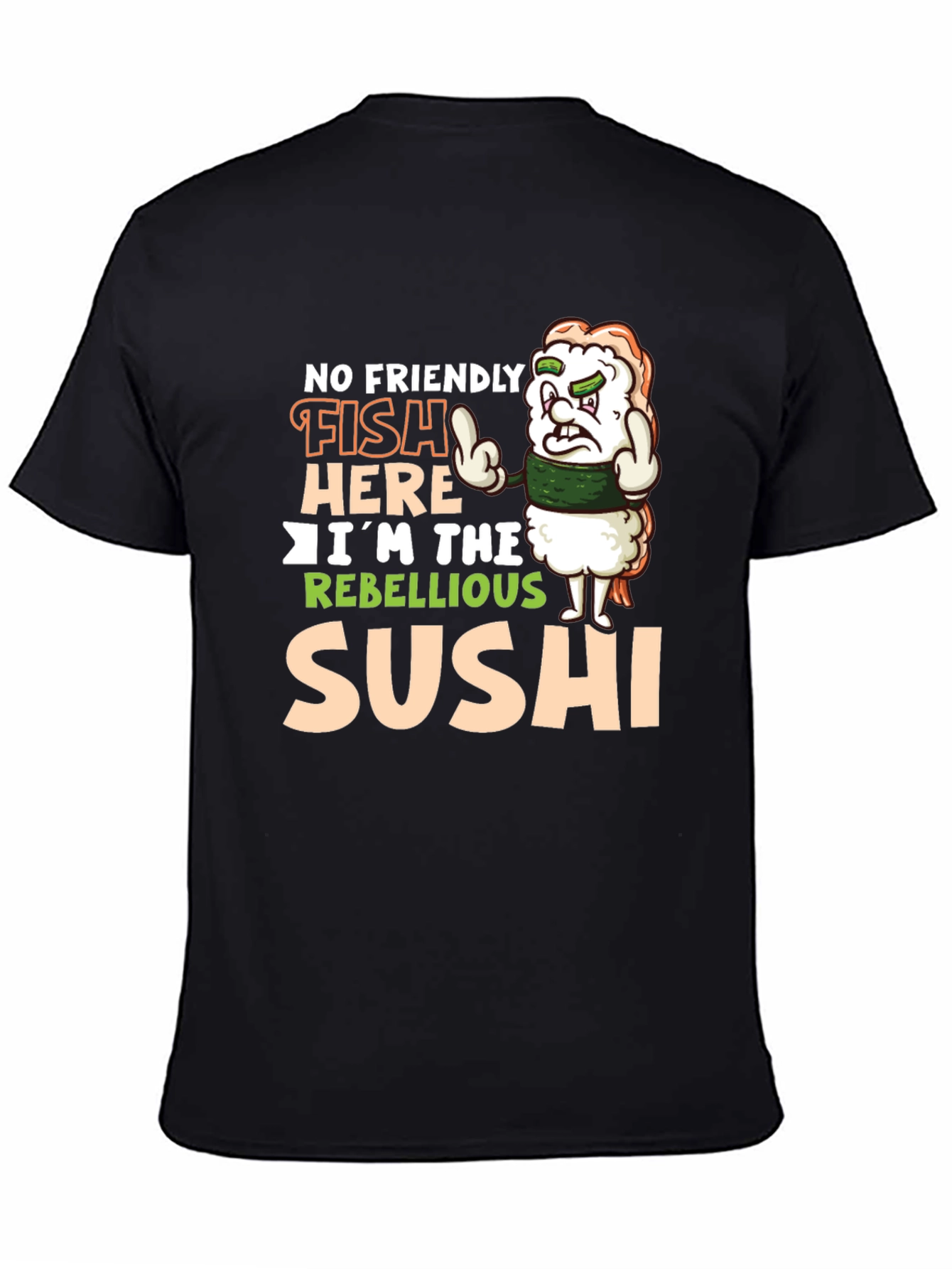 Black Rebellious Sushi Graphic Tee view 4
