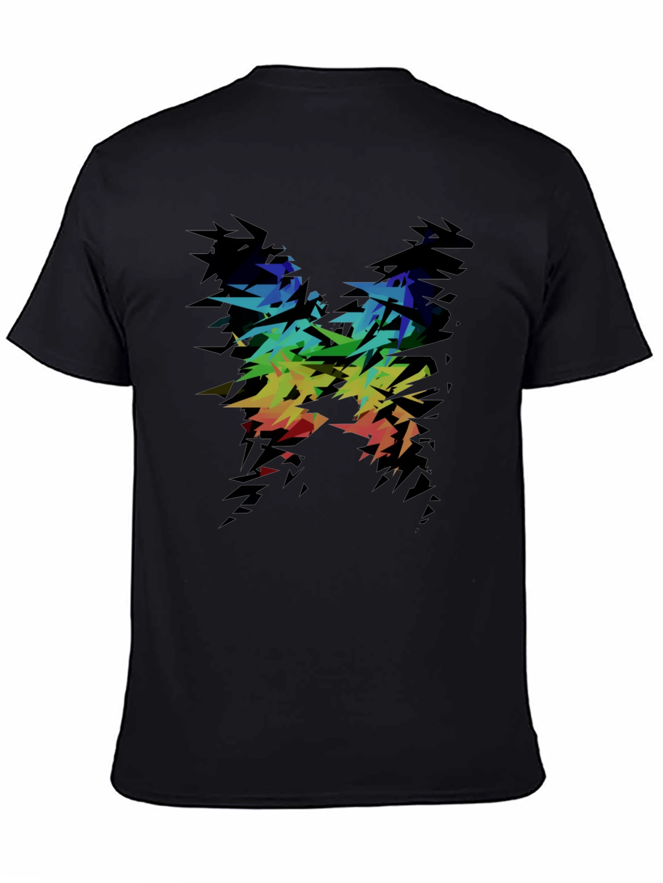 Black Abstract Rainbow Graphic Tee - Black view 4