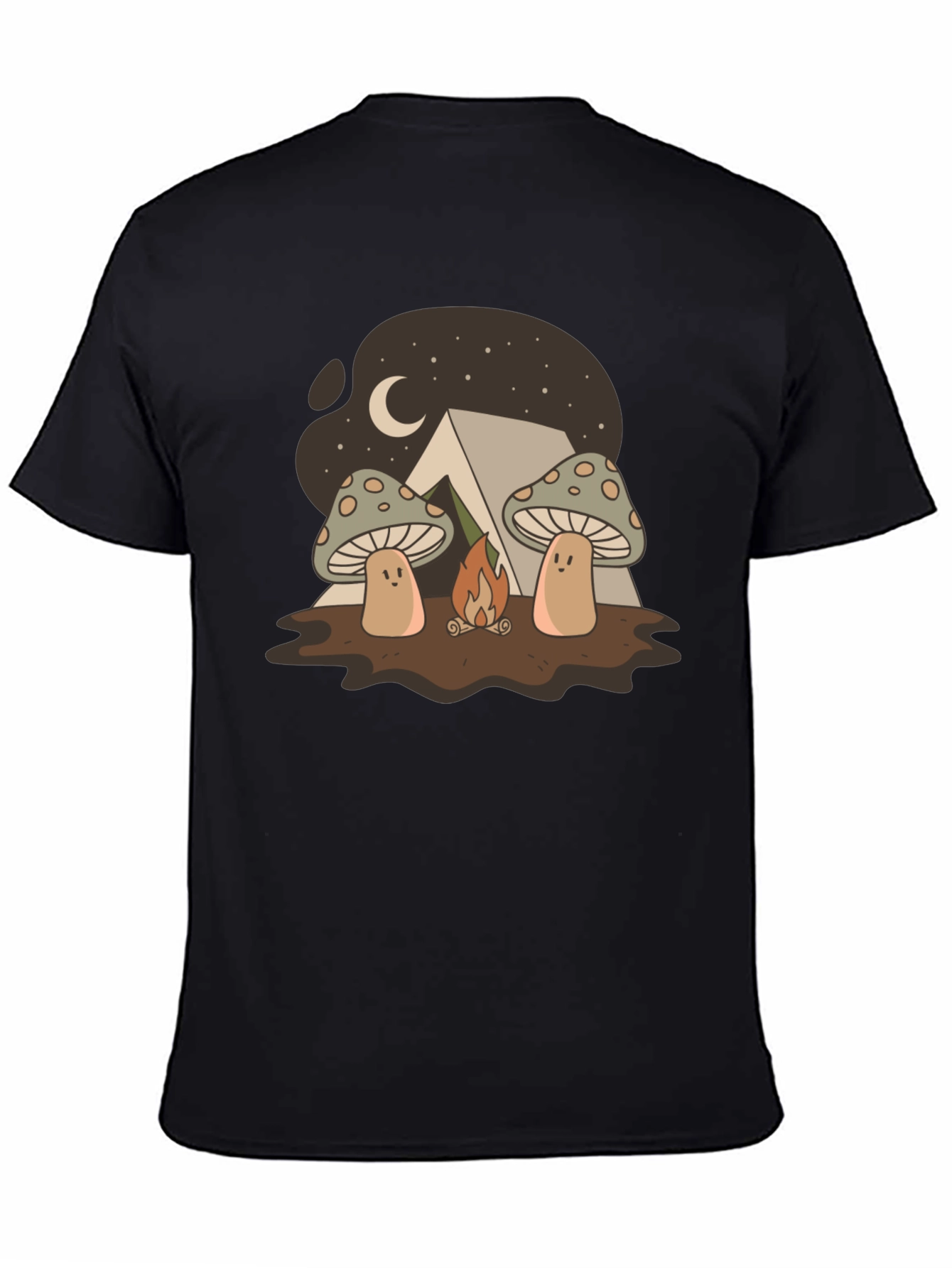 Black Mushroom Campfire T-Shirt view 4