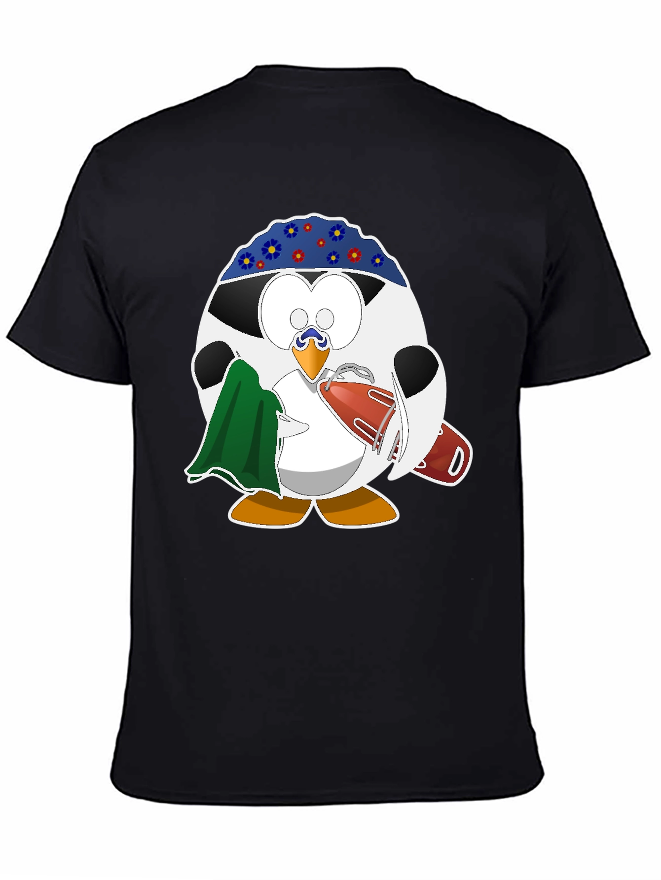 Black Lifeguard Penguin Graphic T-Shirt - Black view 4