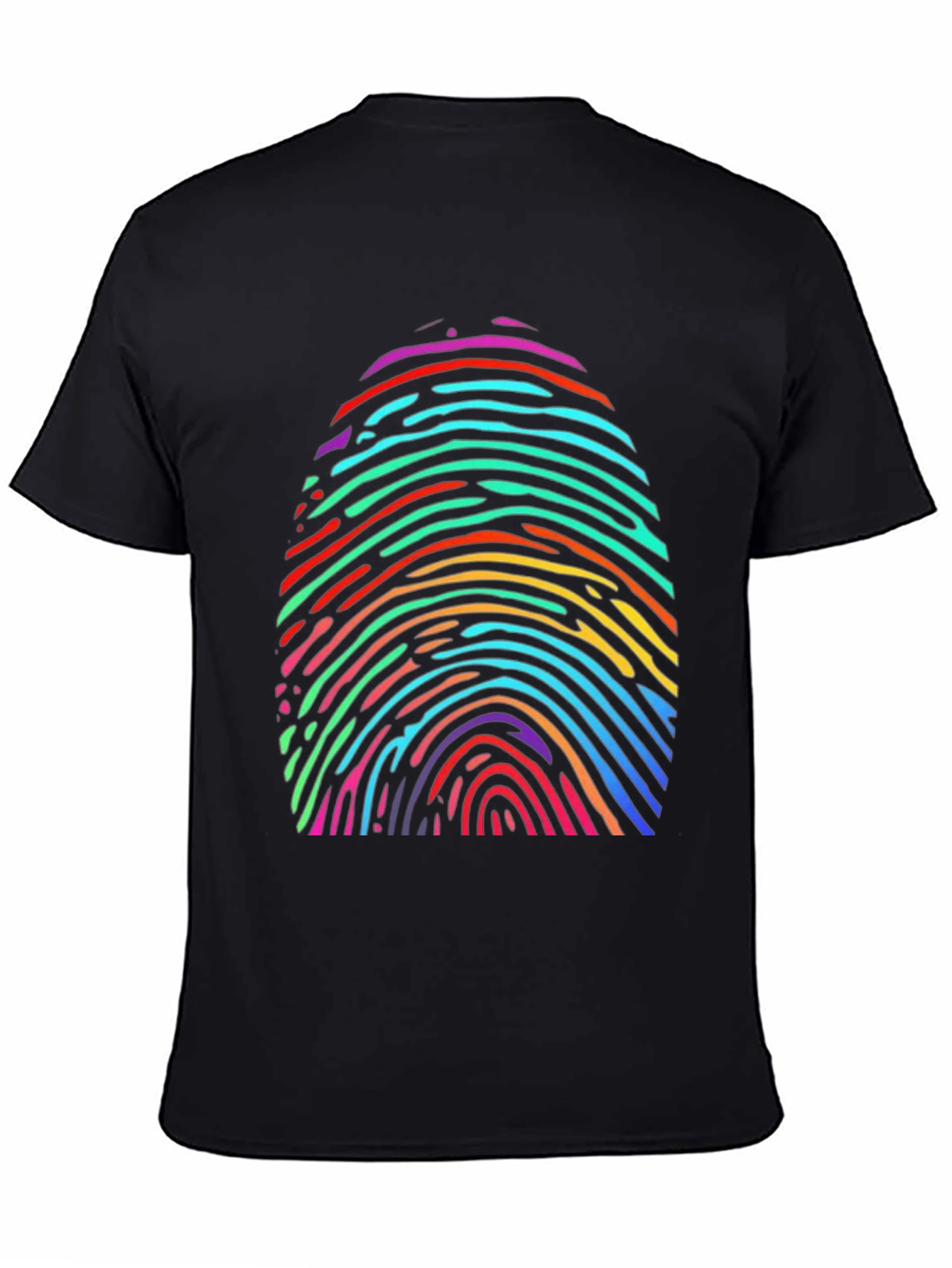 Black Rainbow Fingerprint Graphic Tee - Unique & Colorful view 4