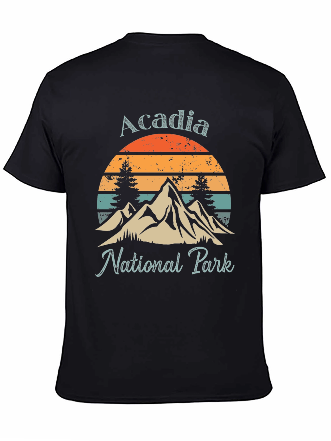 Black Acadia National Park Graphic Tee - Retro Mountain Design view 4