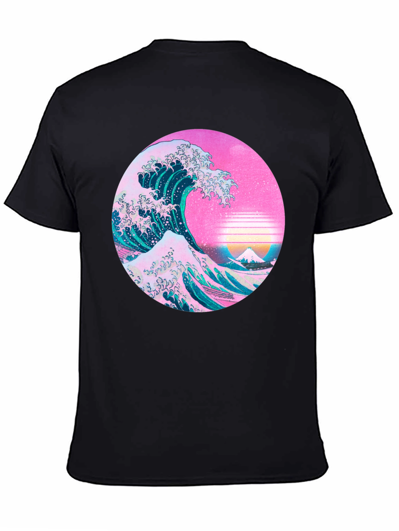 Black Great Wave Aesthetic T-Shirt view 4