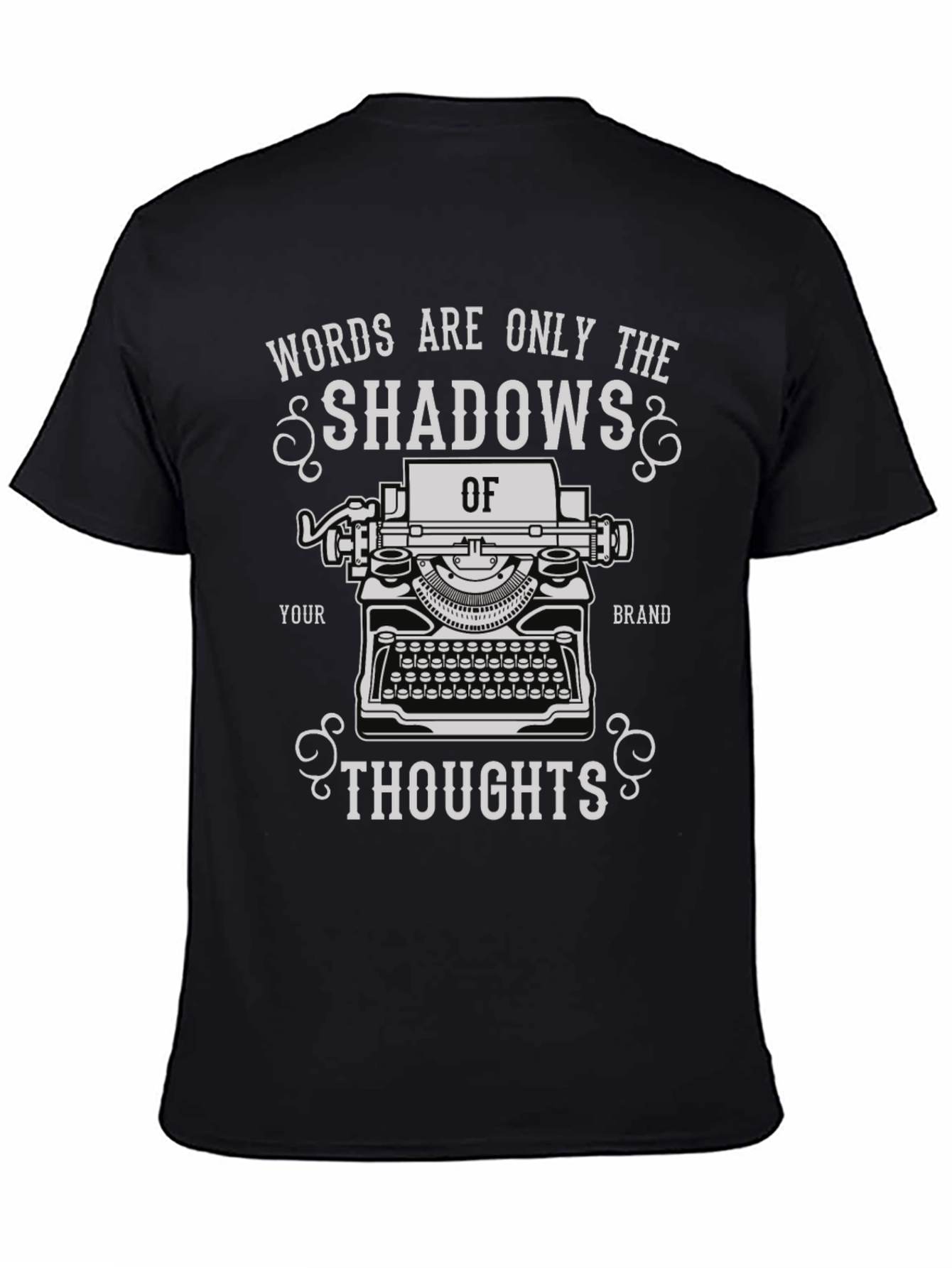 Black Shadows of Thoughts Typewriter T-Shirt view 4