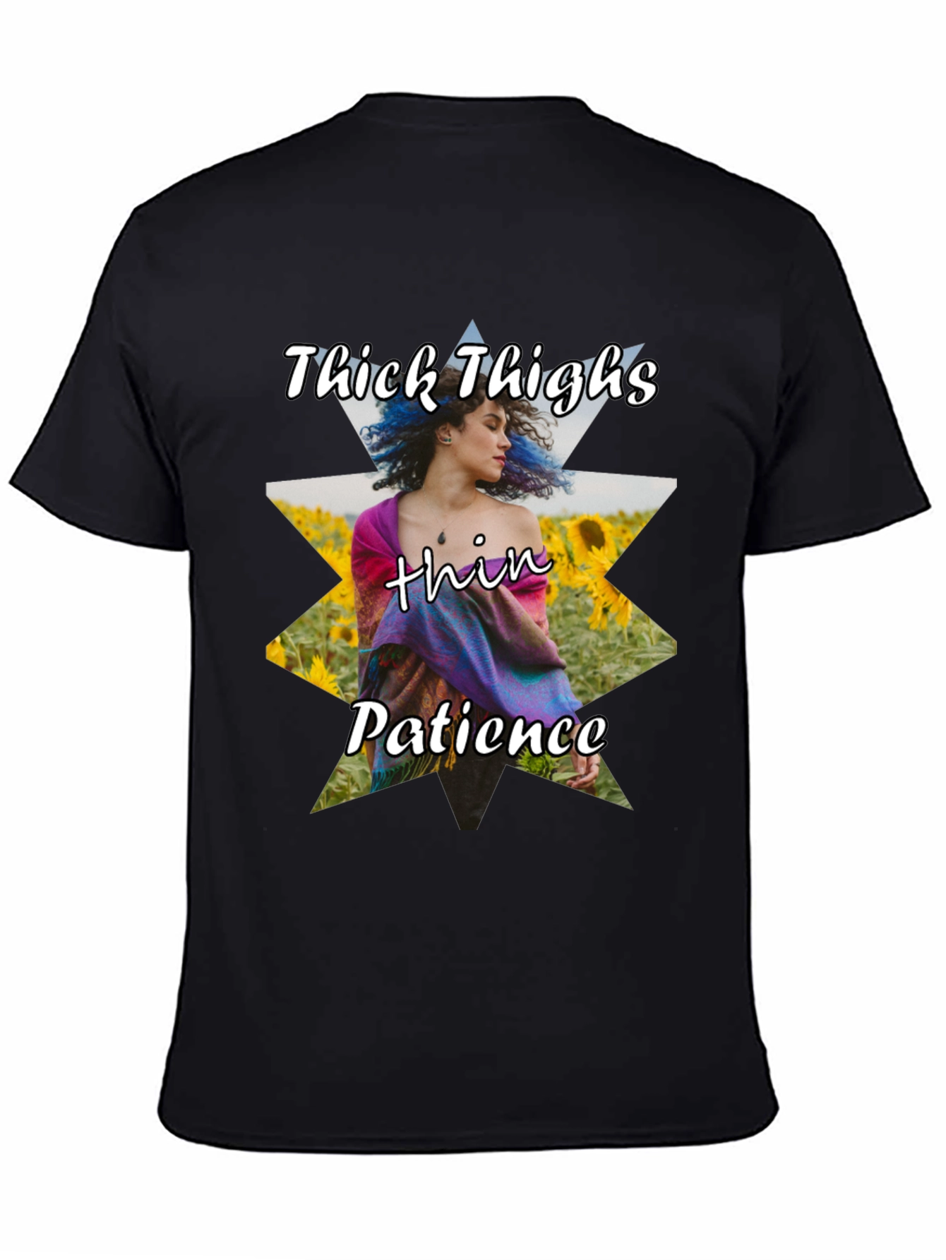 Black Thick Thighs Thin Patience Graphic T-Shirt view 4
