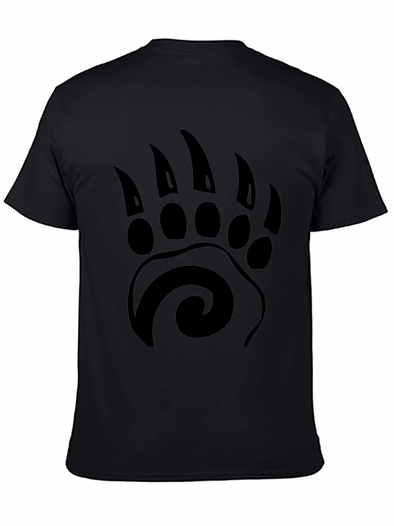 Black Black Bear Paw Print Graphic T-Shirt - Tribal Style view 4