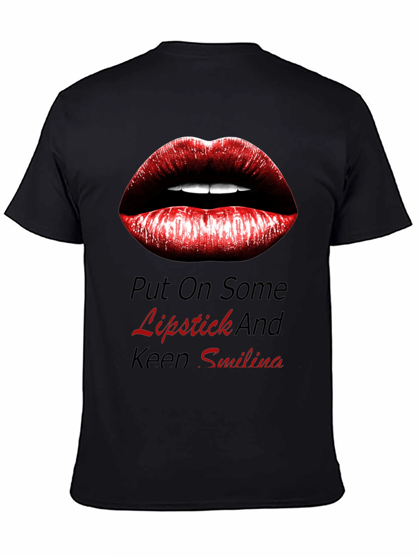Black Lipstick Kiss Graphic Tee - Trendy Black Shirt view 4