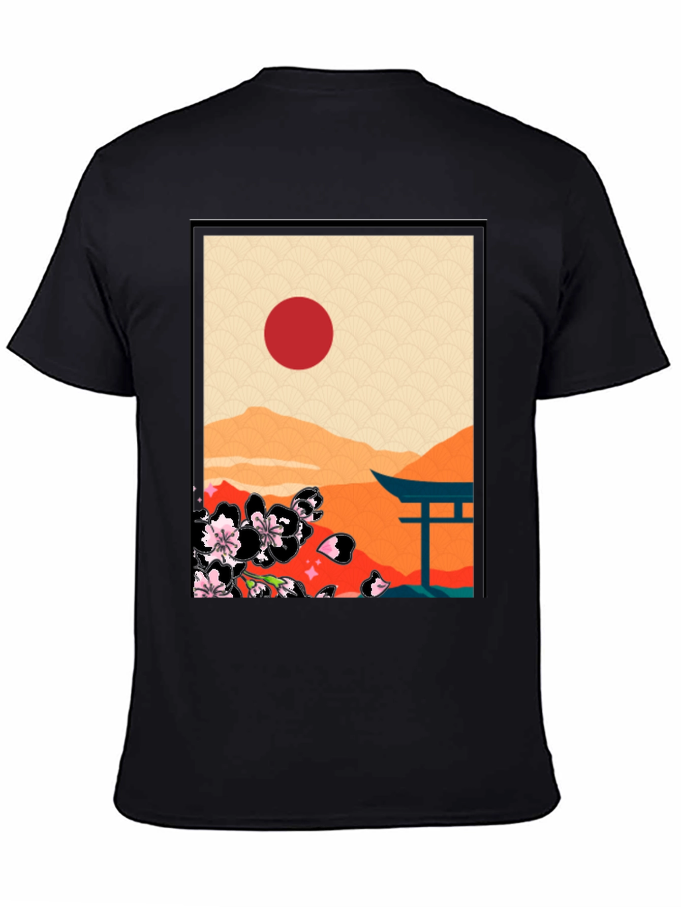 Black Japanese Art Graphic T-Shirt - Black view 4