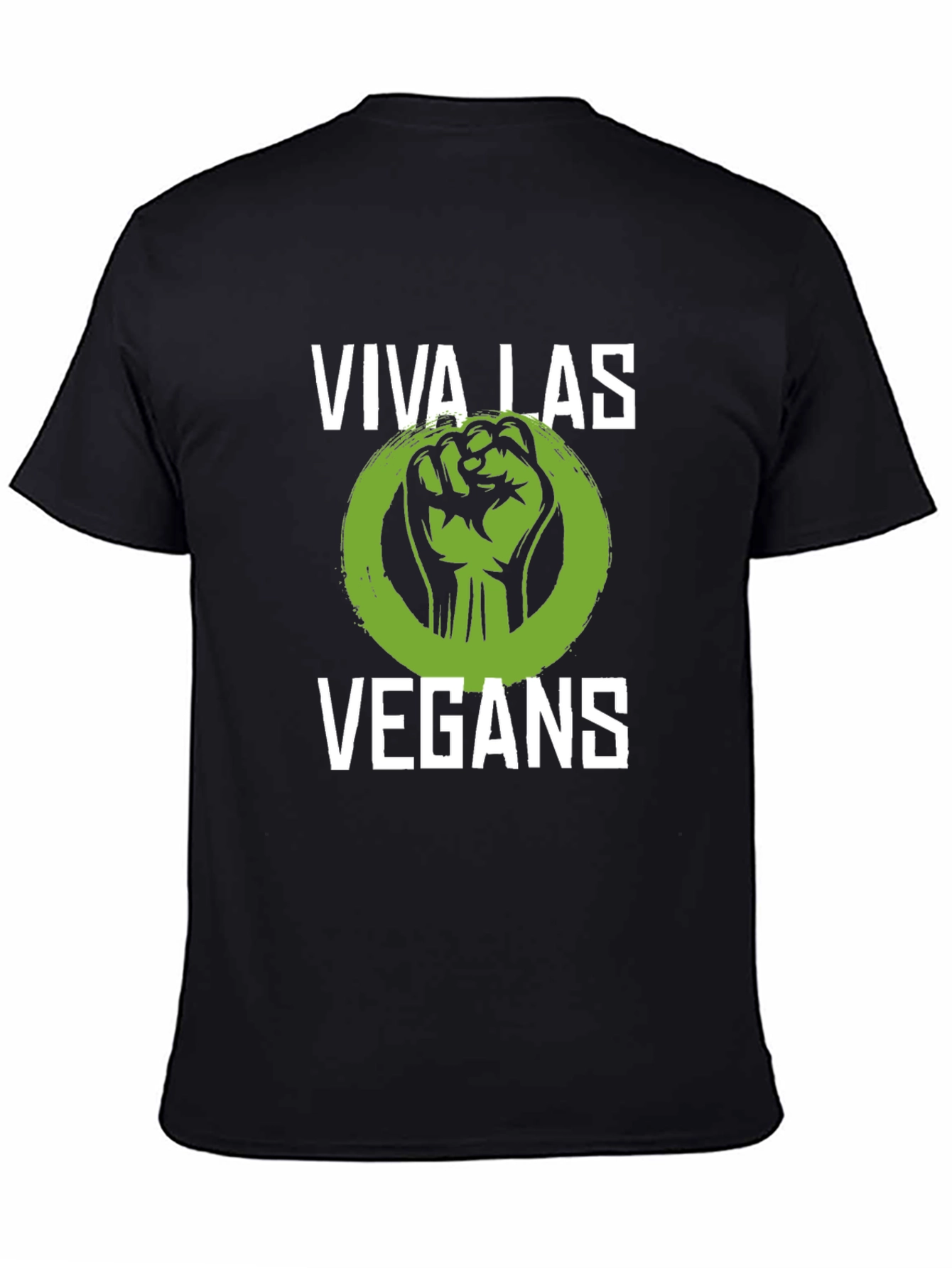 Black Viva Las Vegans Black T-Shirt - Vegan Activism Apparel view 4