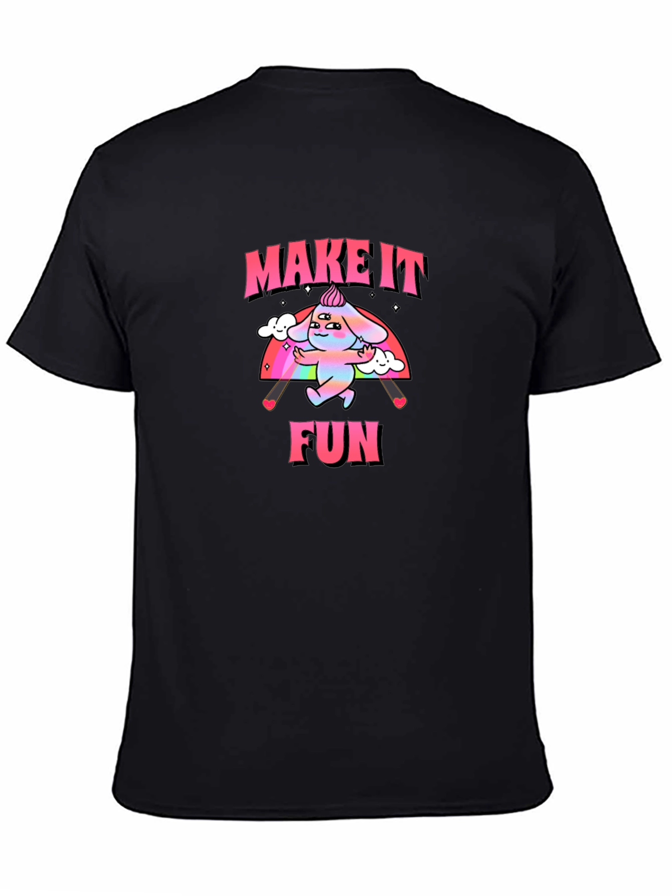Black Make It Fun Graphic Tee - Trendy Rainbow Cartoon Design view 4