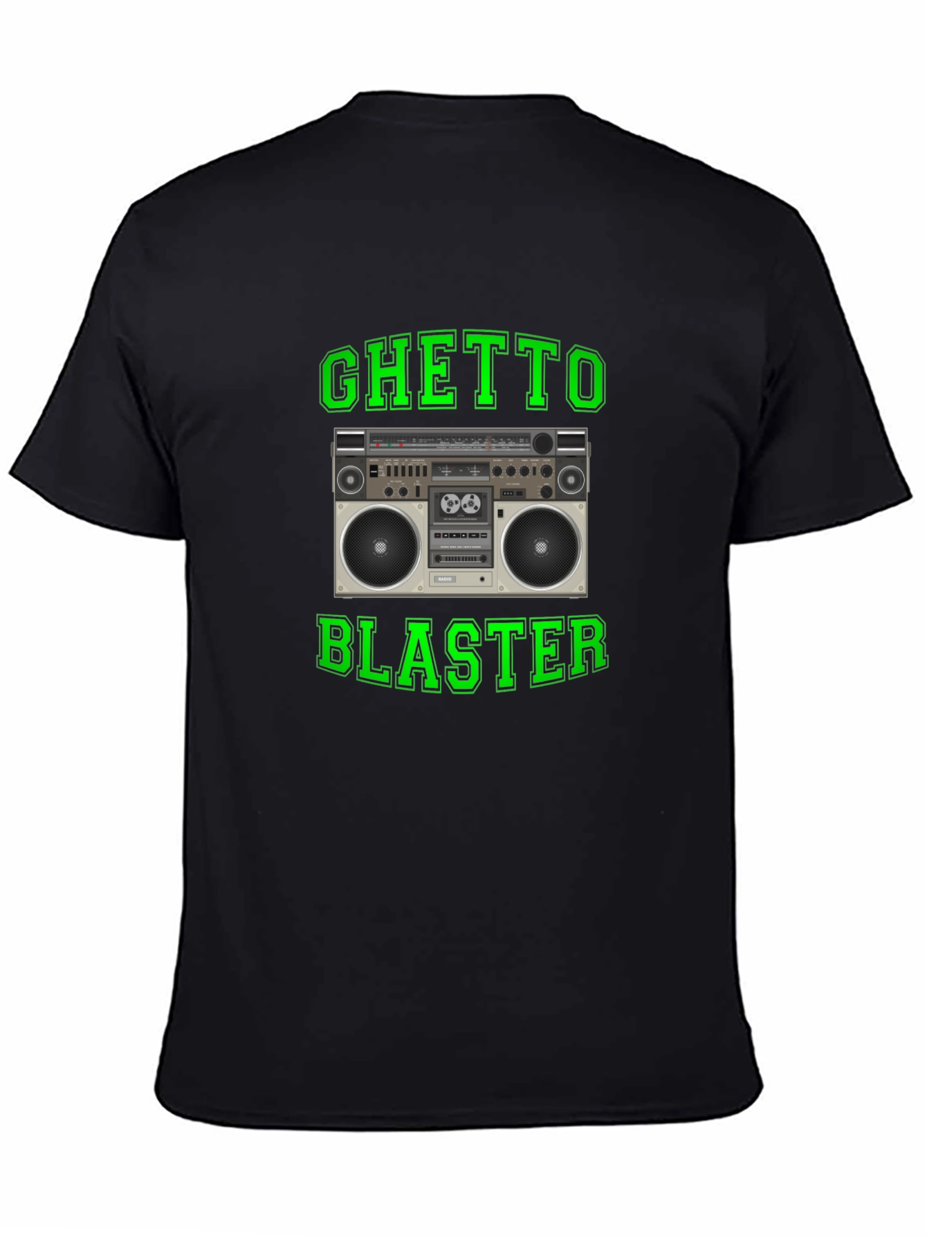 Black Ghetto Blaster Retro Boombox Graphic T-Shirt view 4