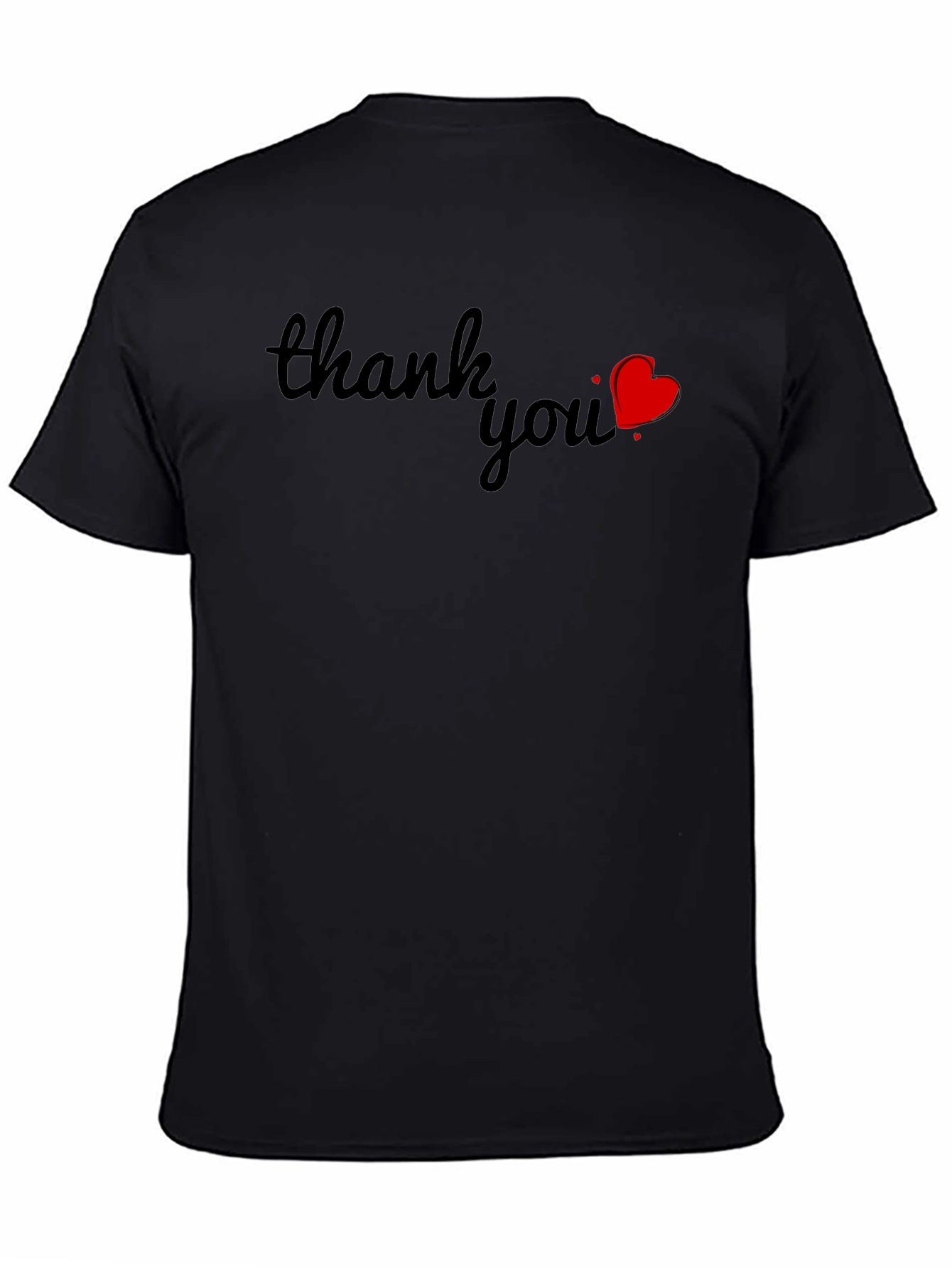 Black Thank You Heart Graphic Tee - Soft Cotton Blend view 4