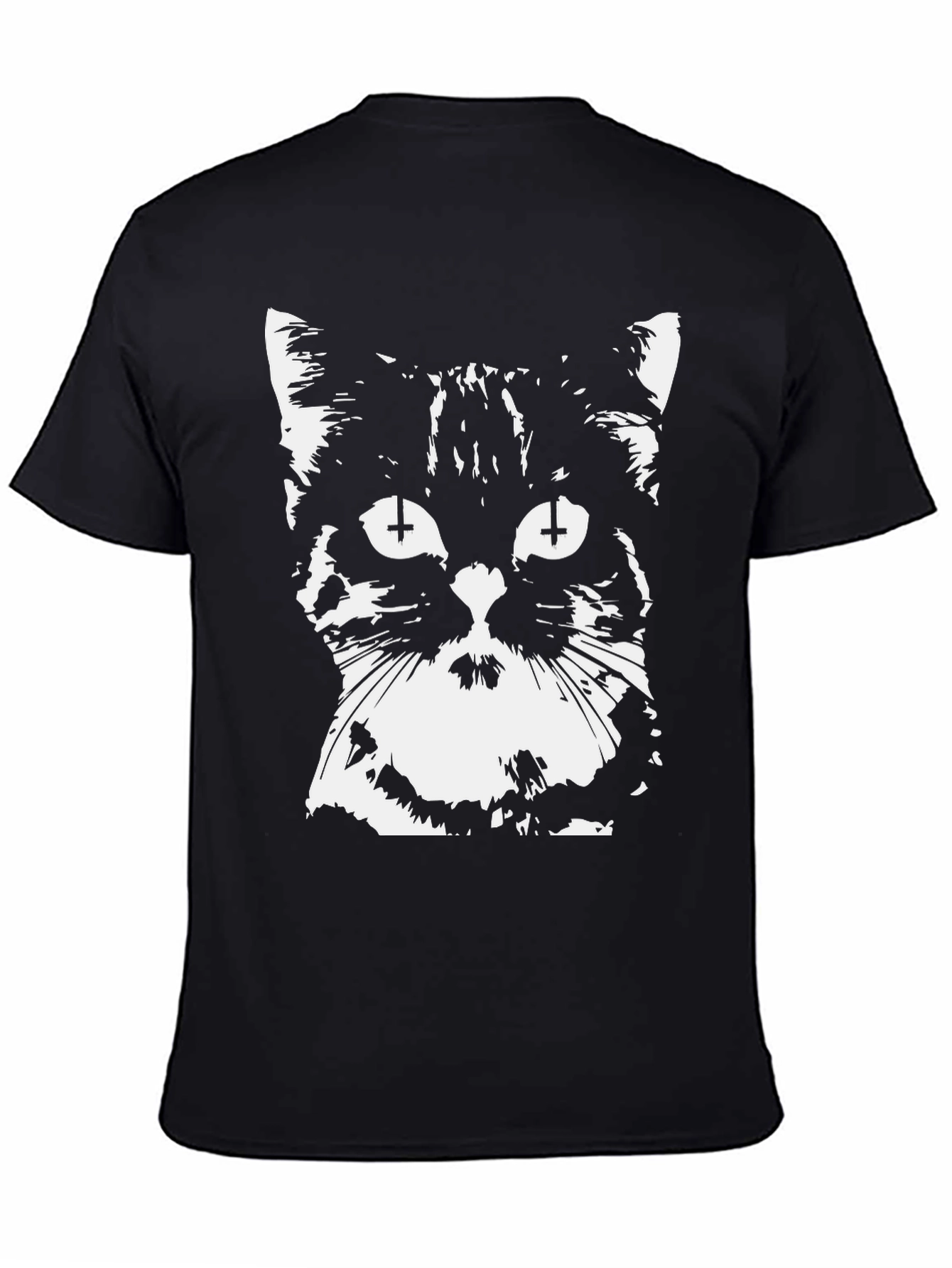 Black Inverted Cross Cat Graphic T-Shirt view 4