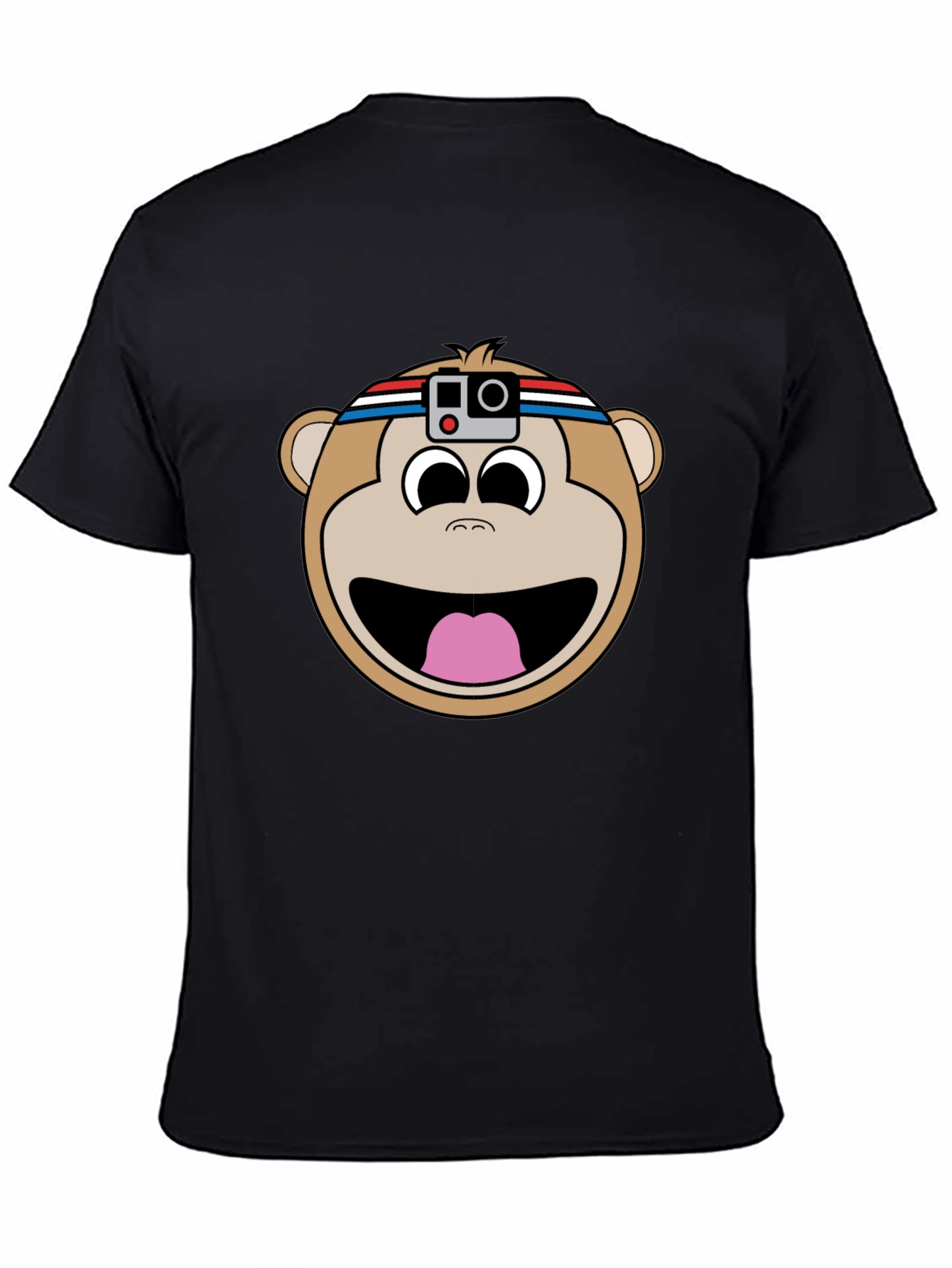 Black Funny Monkey with Camera T-Shirt view 4