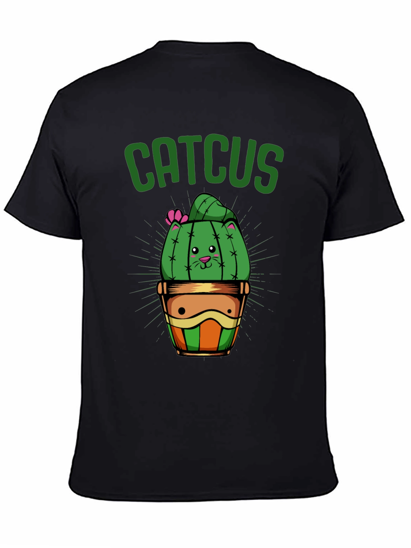 Black Catcus T-Shirt - Funny Cat Cactus Graphic Tee view 4