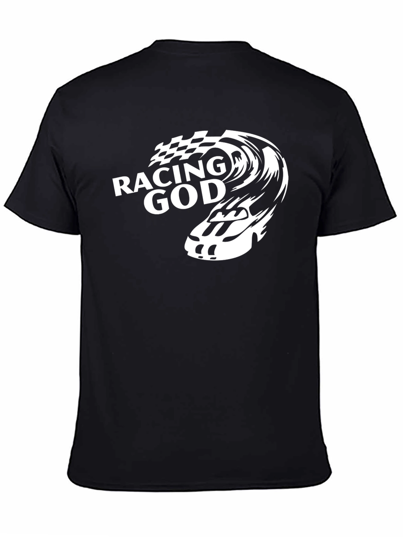 Black Racing God Graphic Tee - Black Cotton T-Shirt view 4