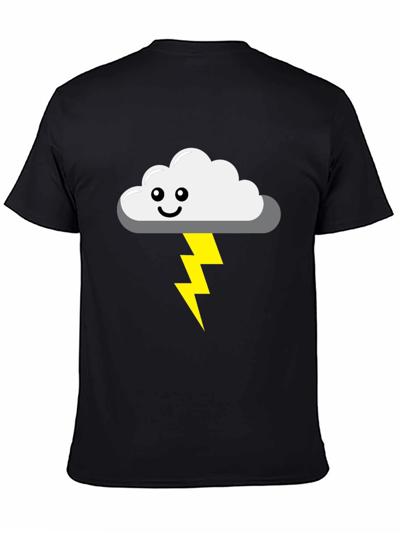 Black Cute Cloud Lightning Bolt Black T-Shirt view 4