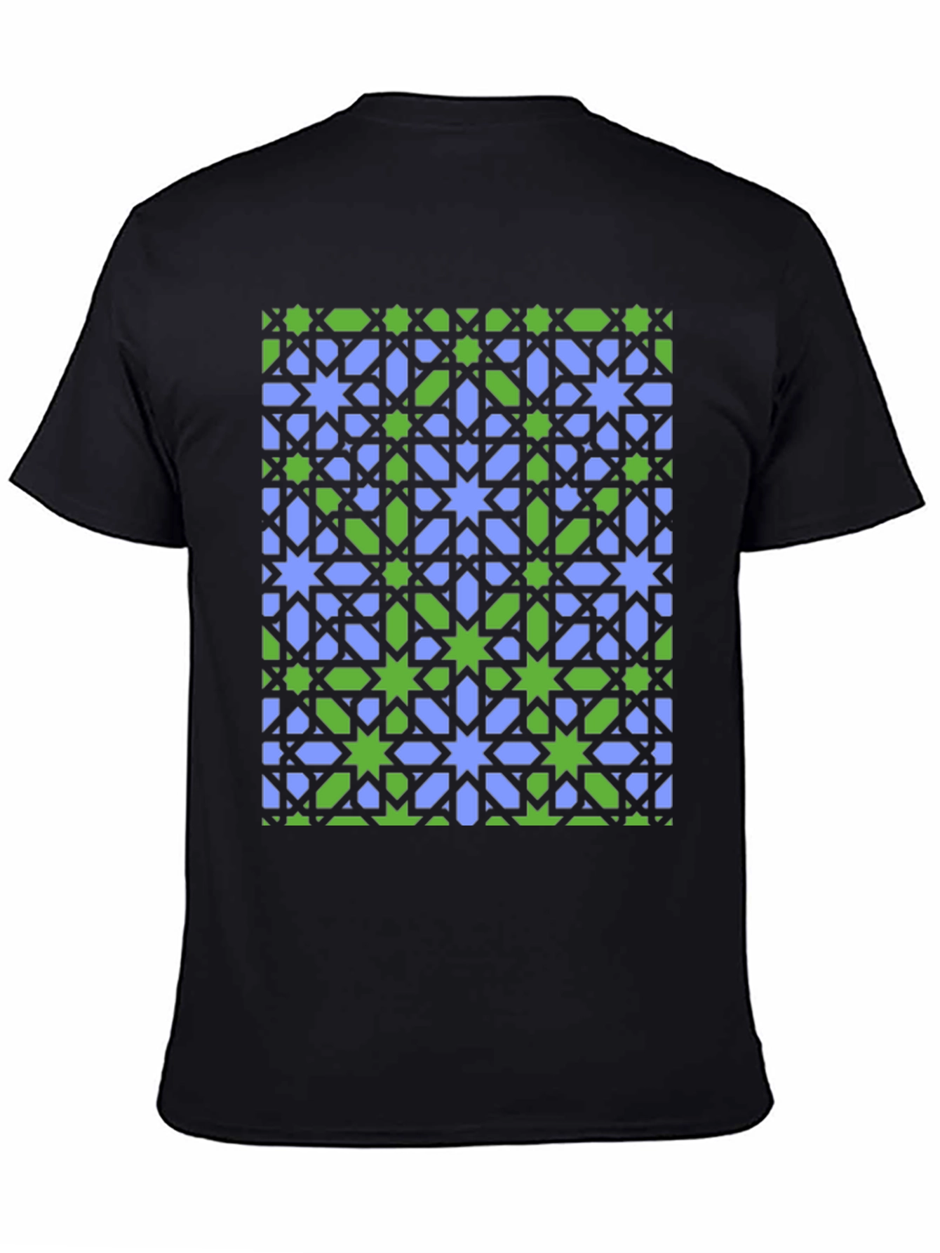 Black Geometric Star Pattern T-Shirt view 4