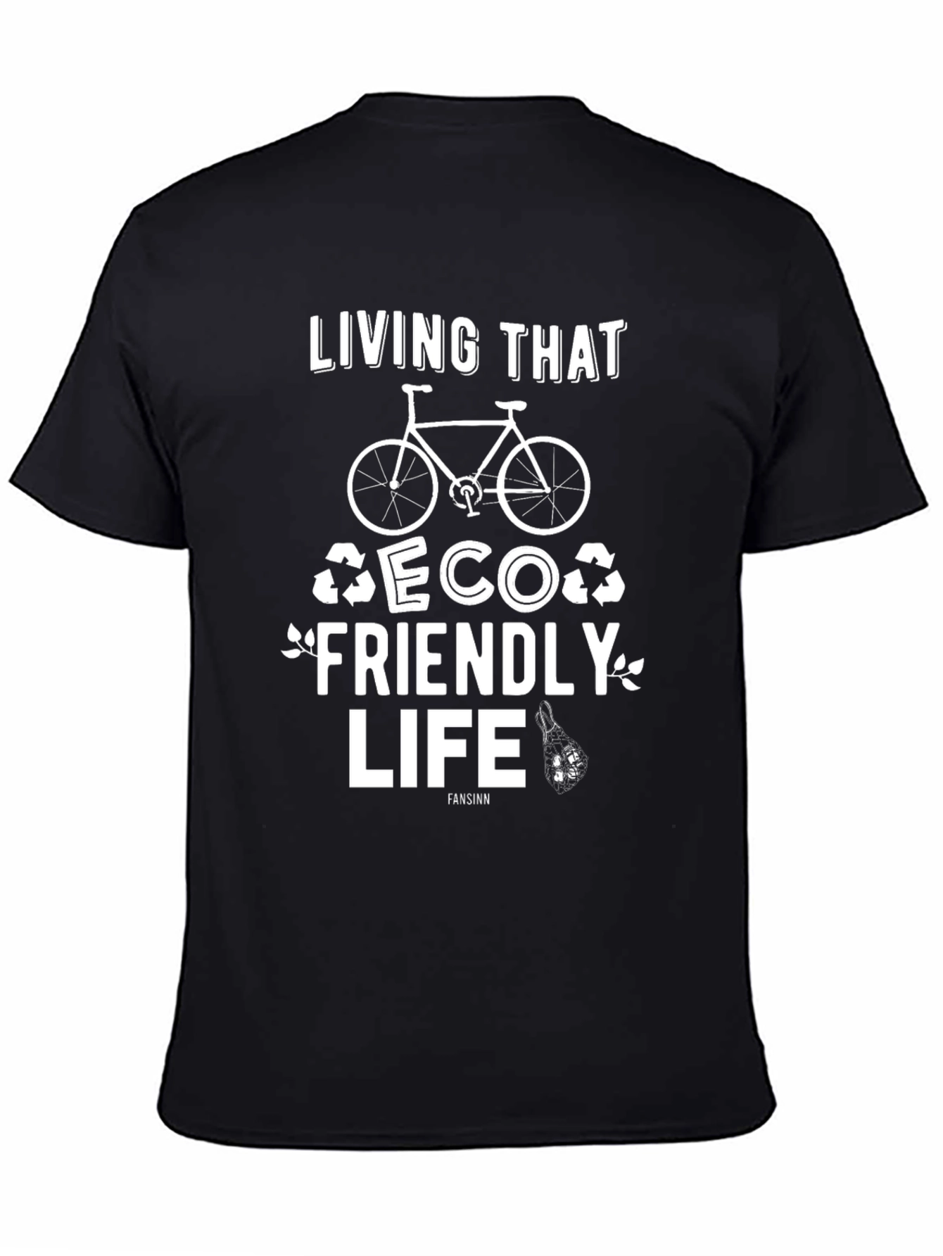 Black Eco Friendly Life T-Shirt - Black Graphic Tee view 4