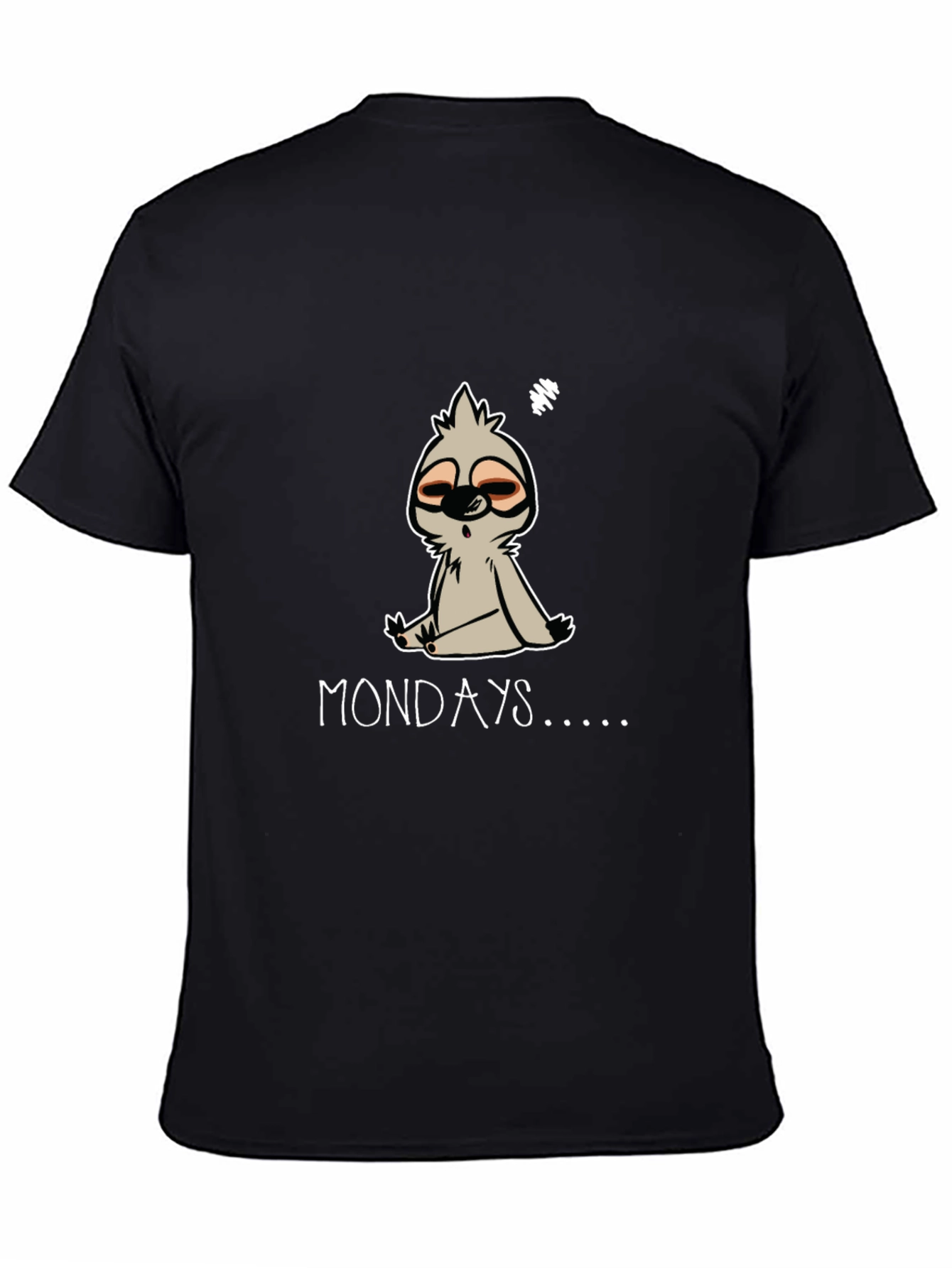 Black Lazy Sloth 'Mondays' Graphic Tee - Black Cotton Blend view 4